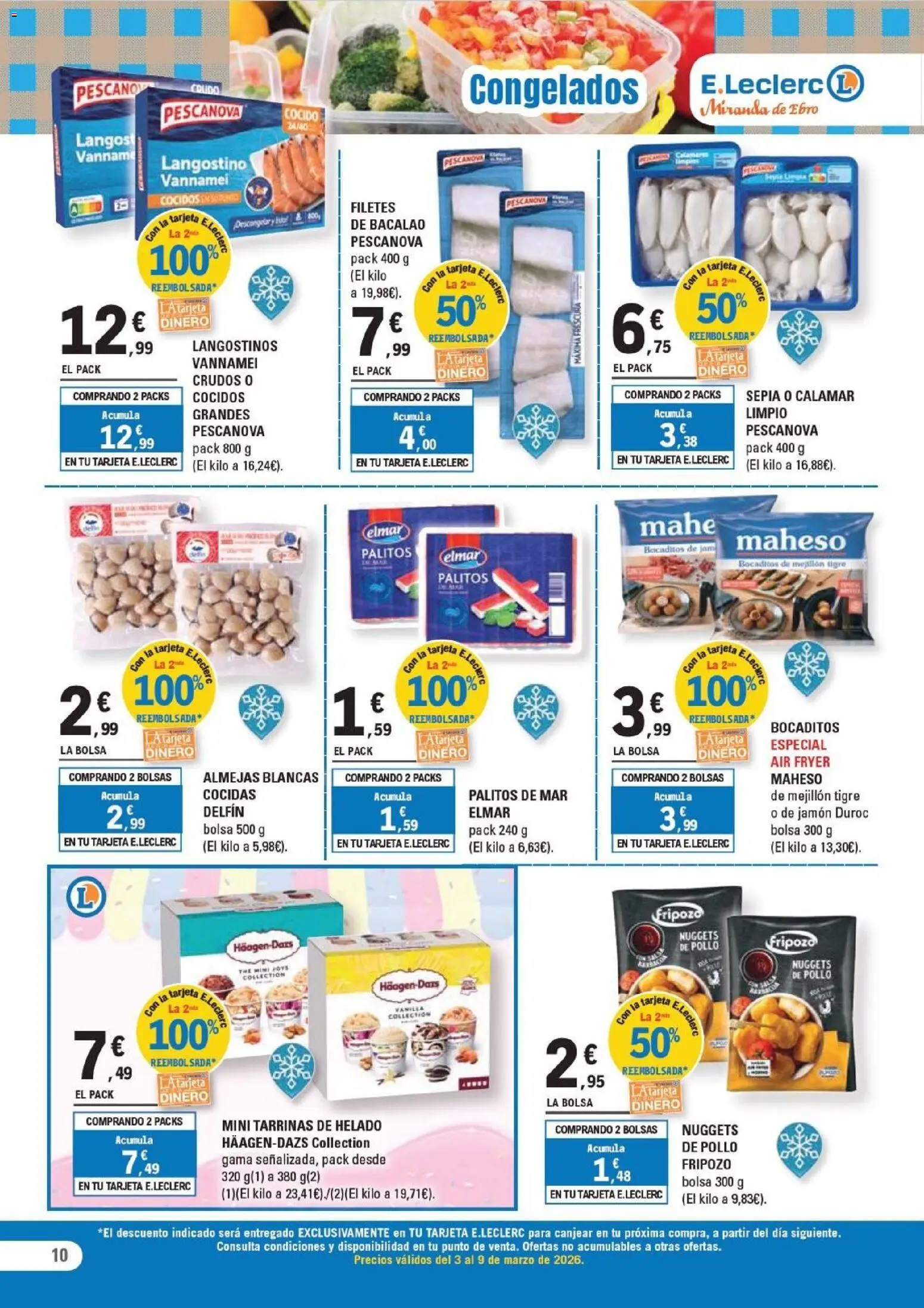 E.Leclerc - Miranda de Ebro │ válido desde el 03.03.2026 | Página: 10 | Productos: Jamón, Bolsa, Langostino, Nuggets