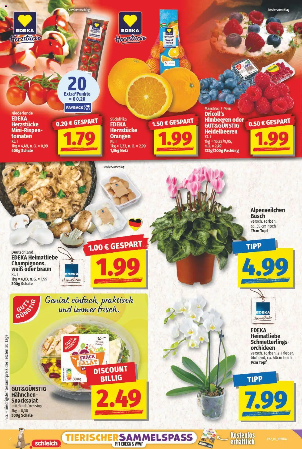 NP Discount Prospekt 	 – gültig ab 13.10.2025 | Seite: 2 | Produkte: Himbeeren, Hahnchen, Tomaten, Salat