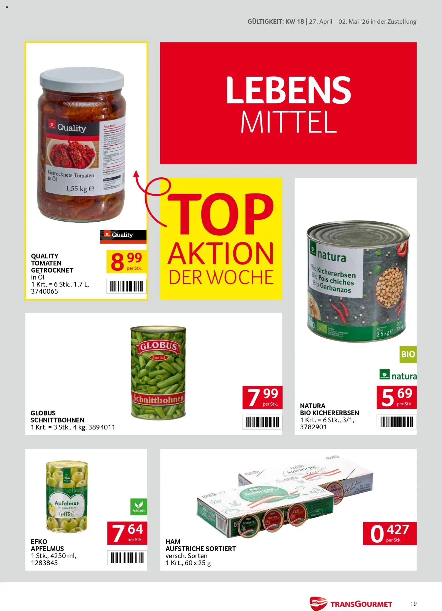 Transgourmet Zustellaktion gültig ab 27.04.2026 | Seite: 19 | Produkte: Chili, Öl, Tomaten