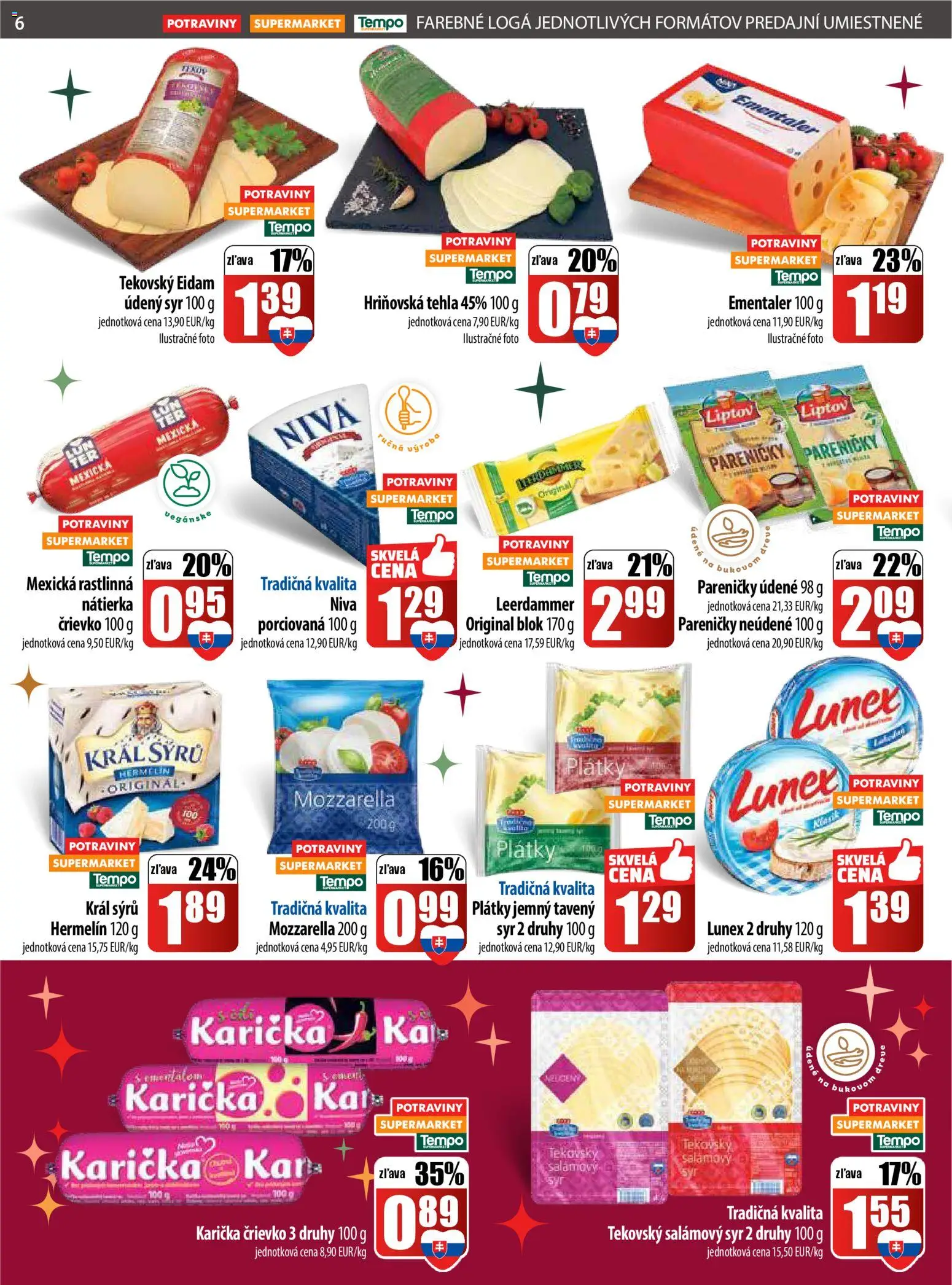 Nové COOP Jednota akcie – leták je platný od 11.12.2025 | Strana: 6 | Produkty: Syr, Eidam, Mozzarella