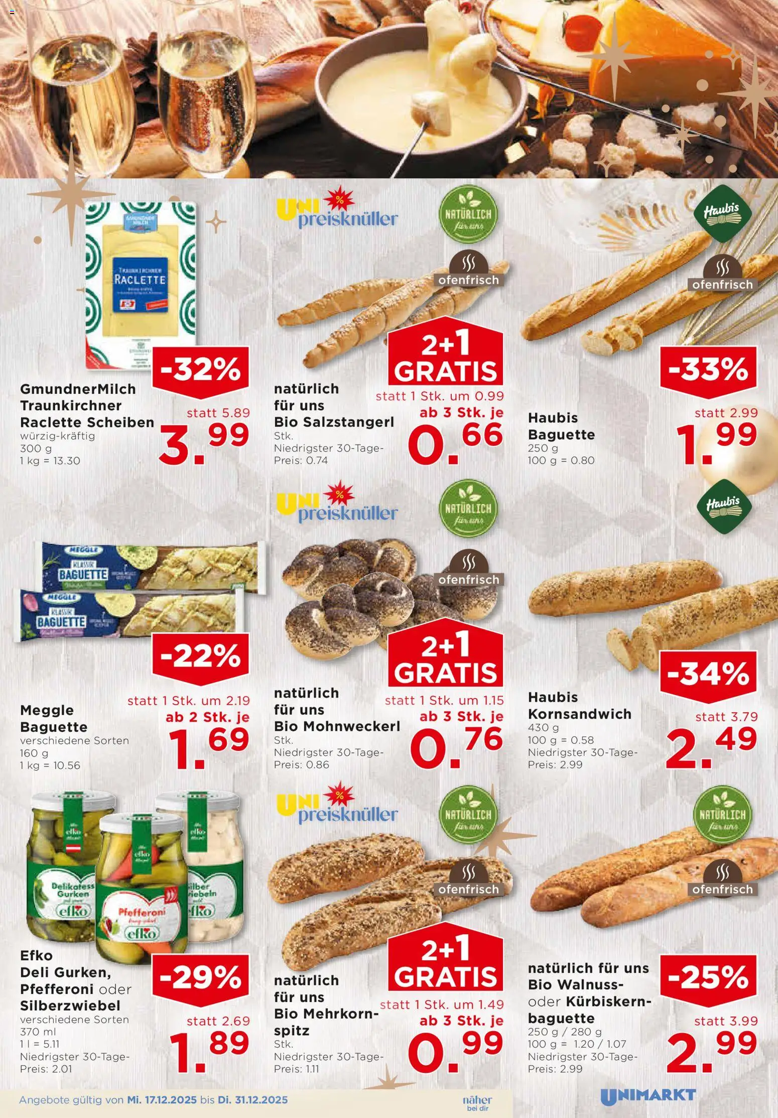 Unimarkt Flugblatt gültig ab 17.12.2025 | Seite: 9 | Produkte: Gurken, Jääkaappipakastin