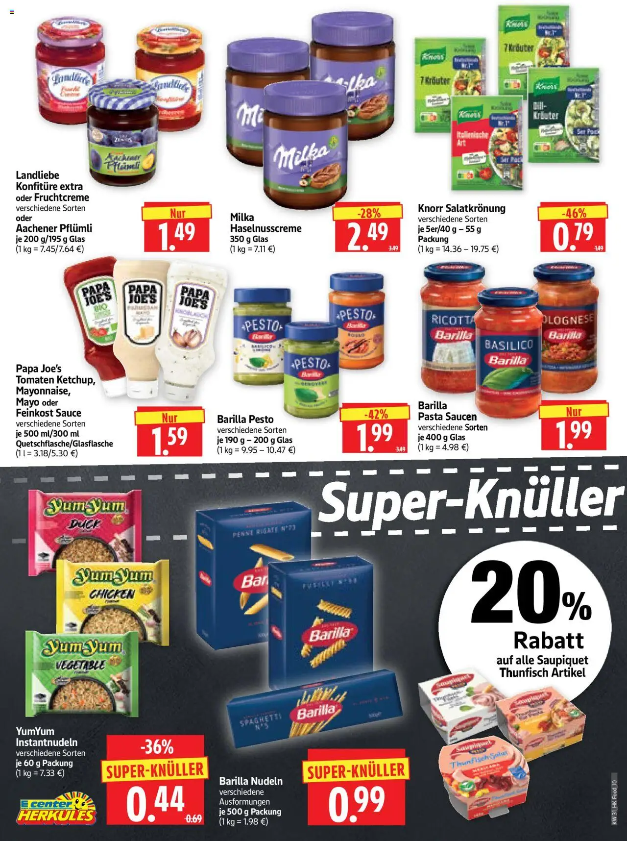 HERKULES Prospekt 	 - gültig ab dem 28.07.2025 | Seite: 10 | Produkte: Barilla, Thunfisch, Tomaten, Pasta