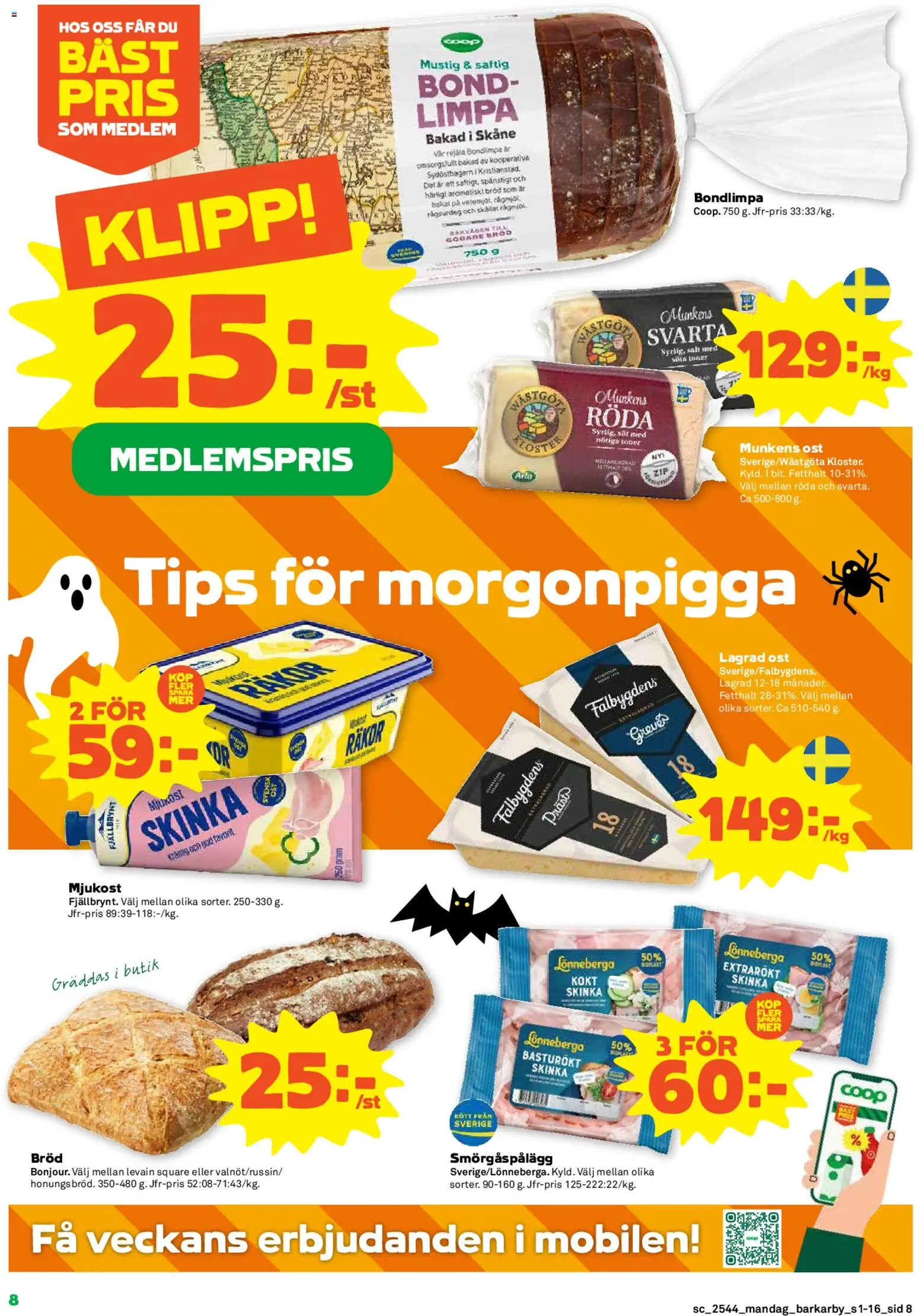 Coop Forum reklamblad aktuell från 27.10.2025 | Sida: 8 | Produkter: Salt, Räkor, Levain, Ost