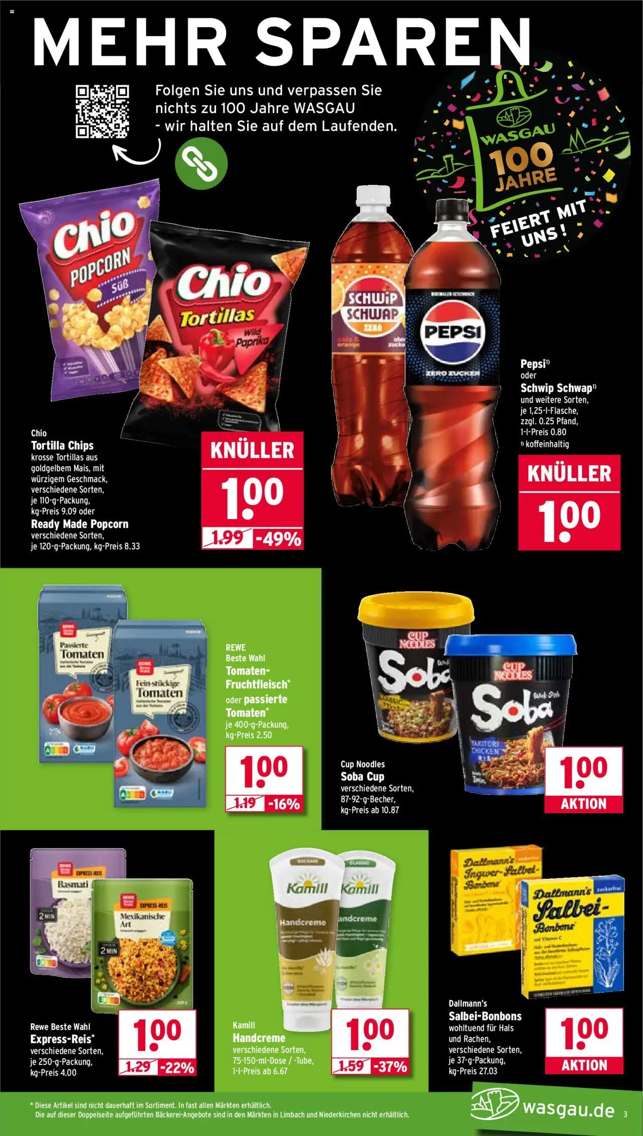 Wasgau Prospekt 	 - gültig ab dem 21.07.2025 | Seite: 3 | Produkte: Schwip schwap, Paprika, Zucker, Chips