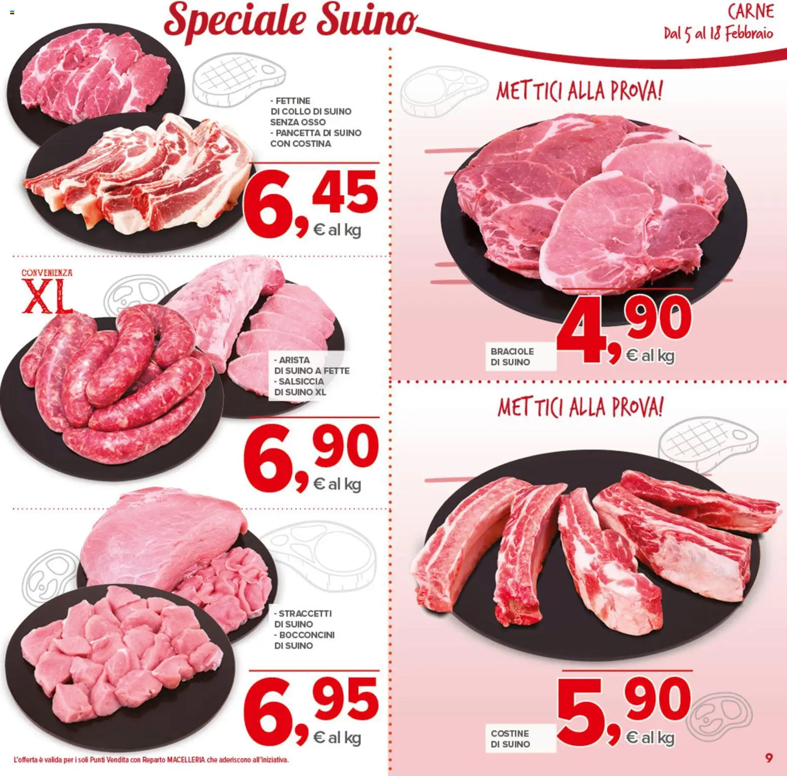 Volantino Todis del 05.02.2026 | Pagina: 9 | Prodotti: Pancetta, Suino, Salsiccia