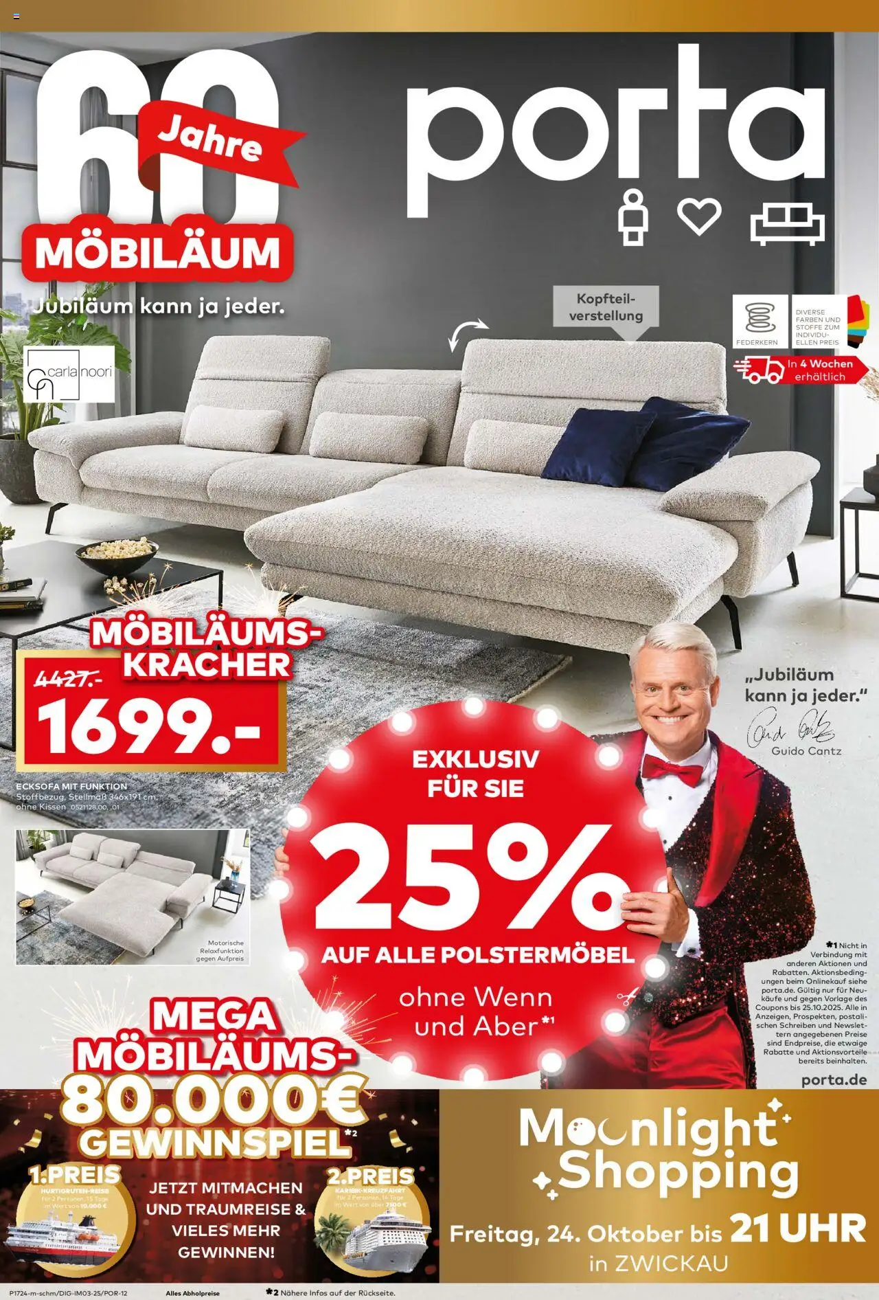 Porta! Prospekt Zwickau – gültig ab 19.10.2025 | Seite: 1 | Produkte: Ecksofa, Kissen, Uhr