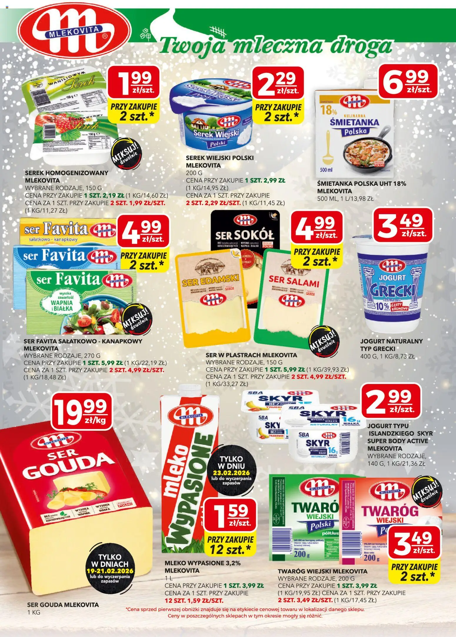 Top Market Gazetka od 19.02.2026 | Strona: 3 | Produkty: Mleko wypasione, Serek, Jogurt naturalny, Ser edamski