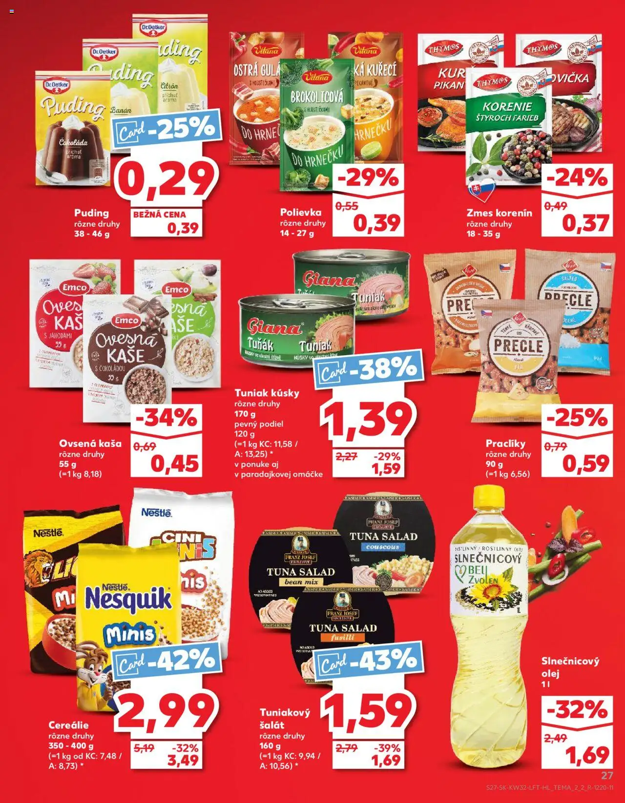 Kaufland SK akciós ujság - amely érvényes a következő dátumtól: 07.08.2025 | Oldal: 27 | Termékek: Puding, Nesquik, Banán