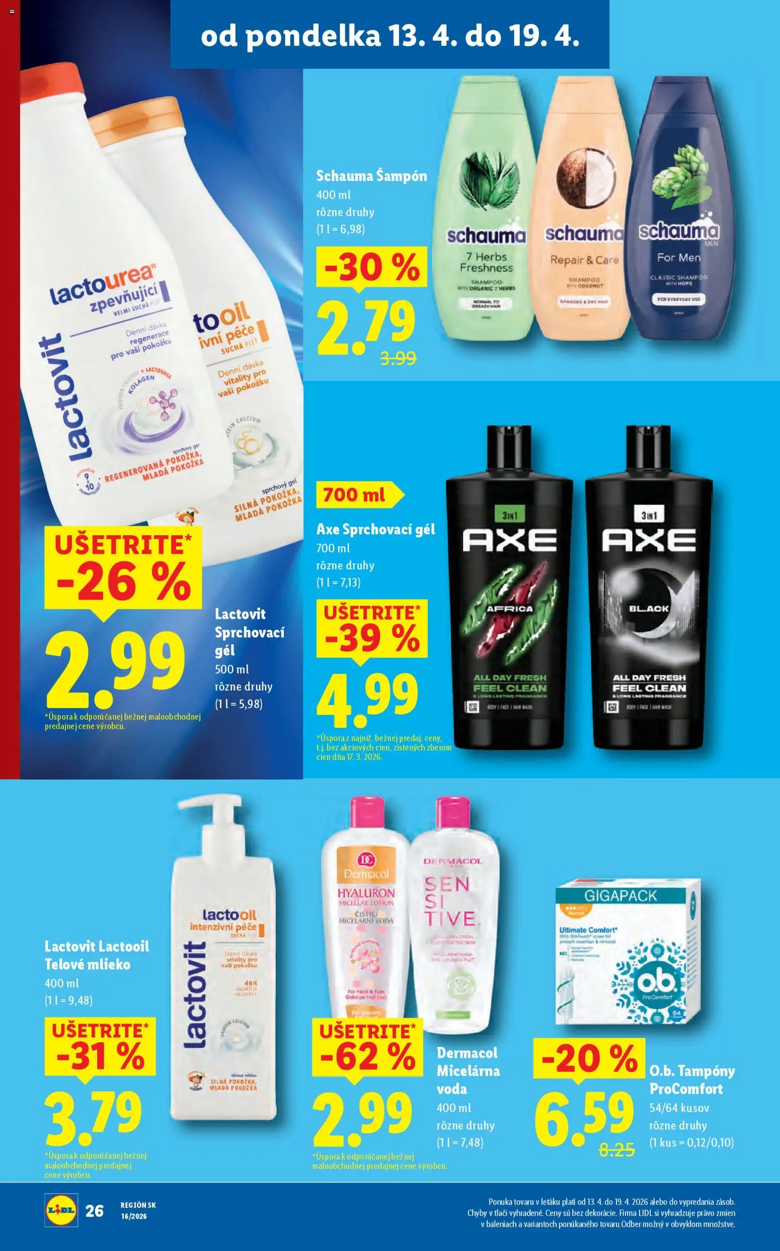 Nové Lidl akcie – leták je platný od 13.04.2026 | Strana: 28 | Produkty: Kolagén, Telové mlieko, Sprchový gél, Voda