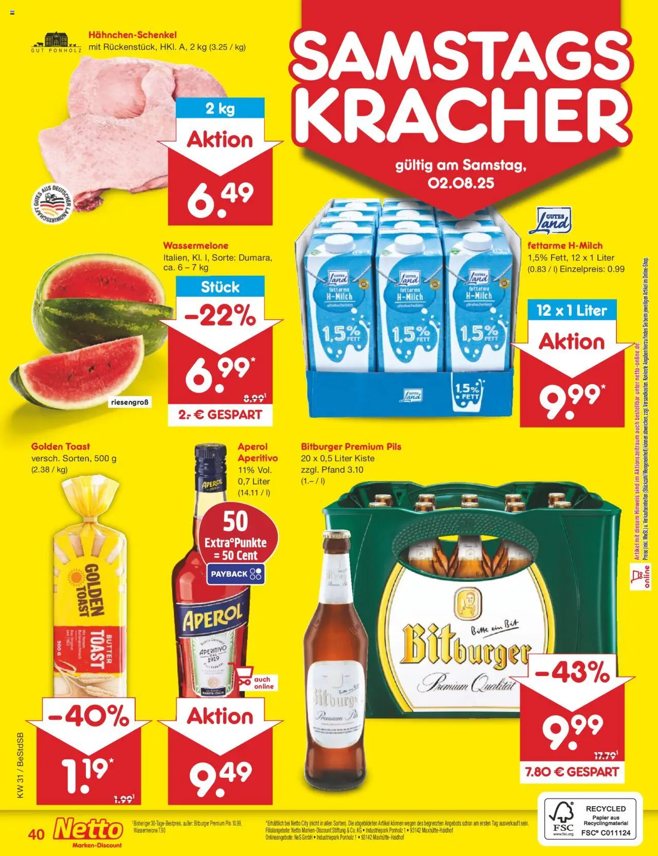 Netto Marken-Discount Prospekt 	 - gültig ab dem 28.07.2025 | Seite: 64 | Produkte: Bitburger, Hahnchenschenkel, Butter, Pils