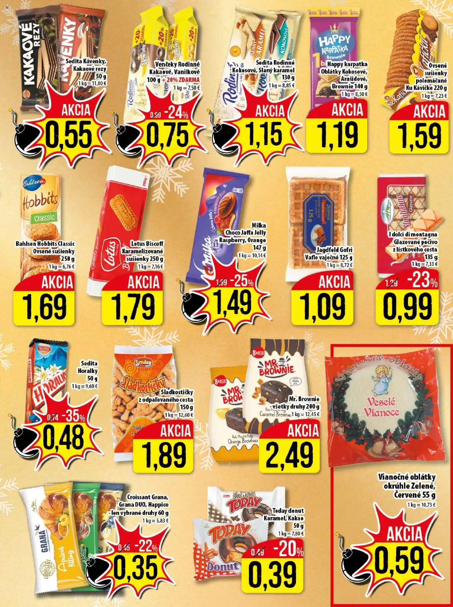 Nové Klas akcie – leták je platný od 15.12.2025 | Strana: 14 | Produkty: Donut, Croissant, Soľ, Horálky