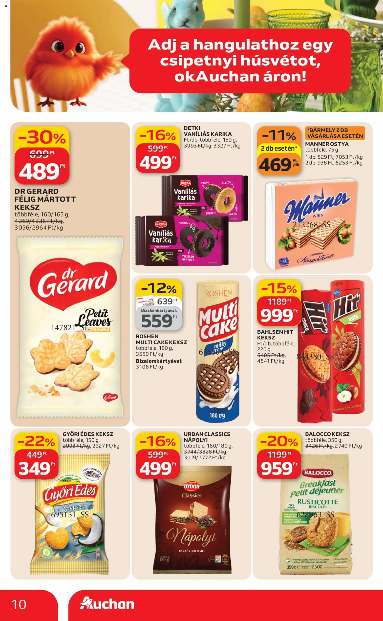 Auchan akciós ujság - amely érvényes a következő dátumtól: 19.02.2026 | Oldal: 10 | Termékek: Keksz, Nápolyi
