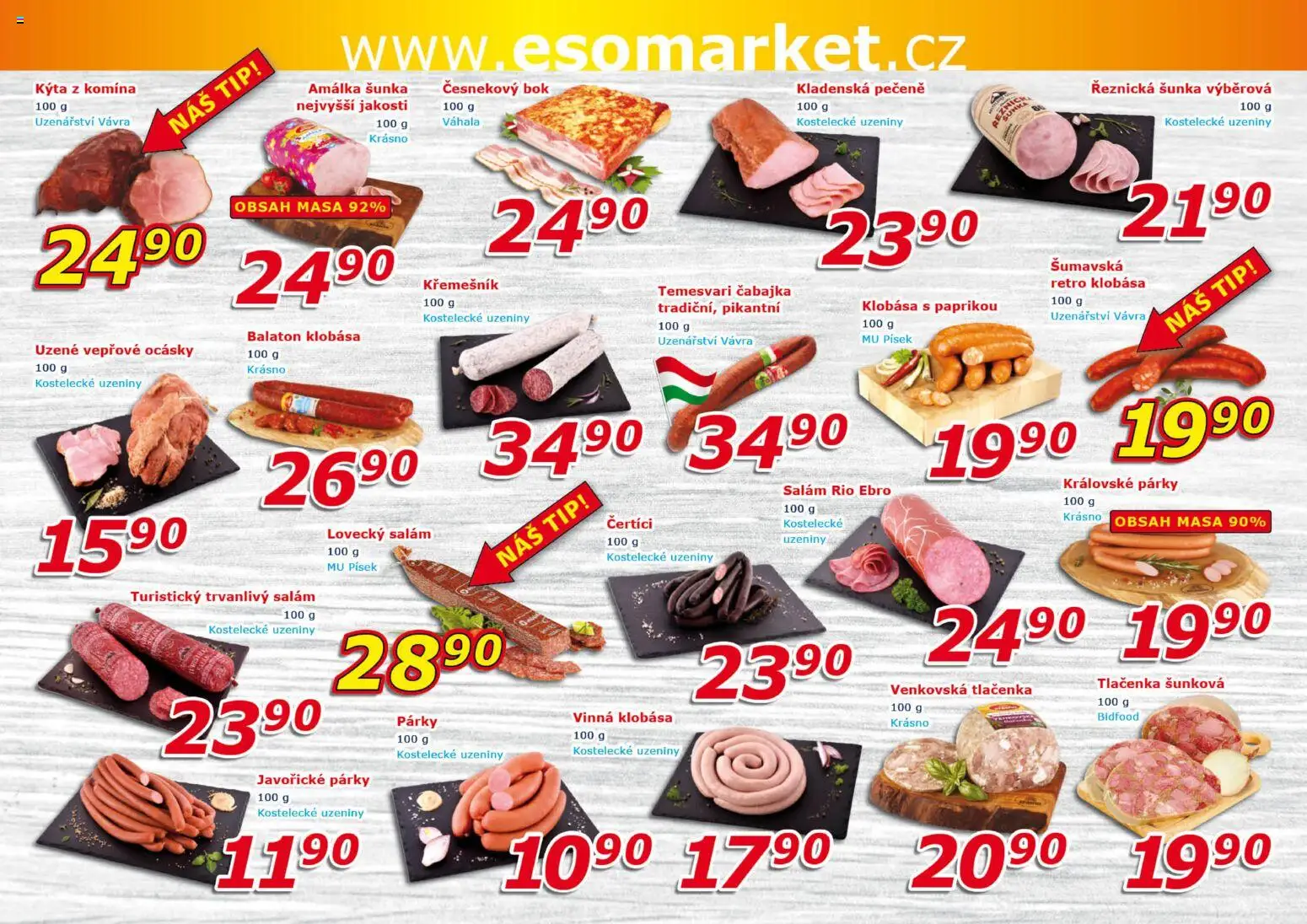 Eso market leták od 26.11.2025 | Strana: 3 | Produkty: Šunka, Uzeniny, Kýta, Lovecký salám