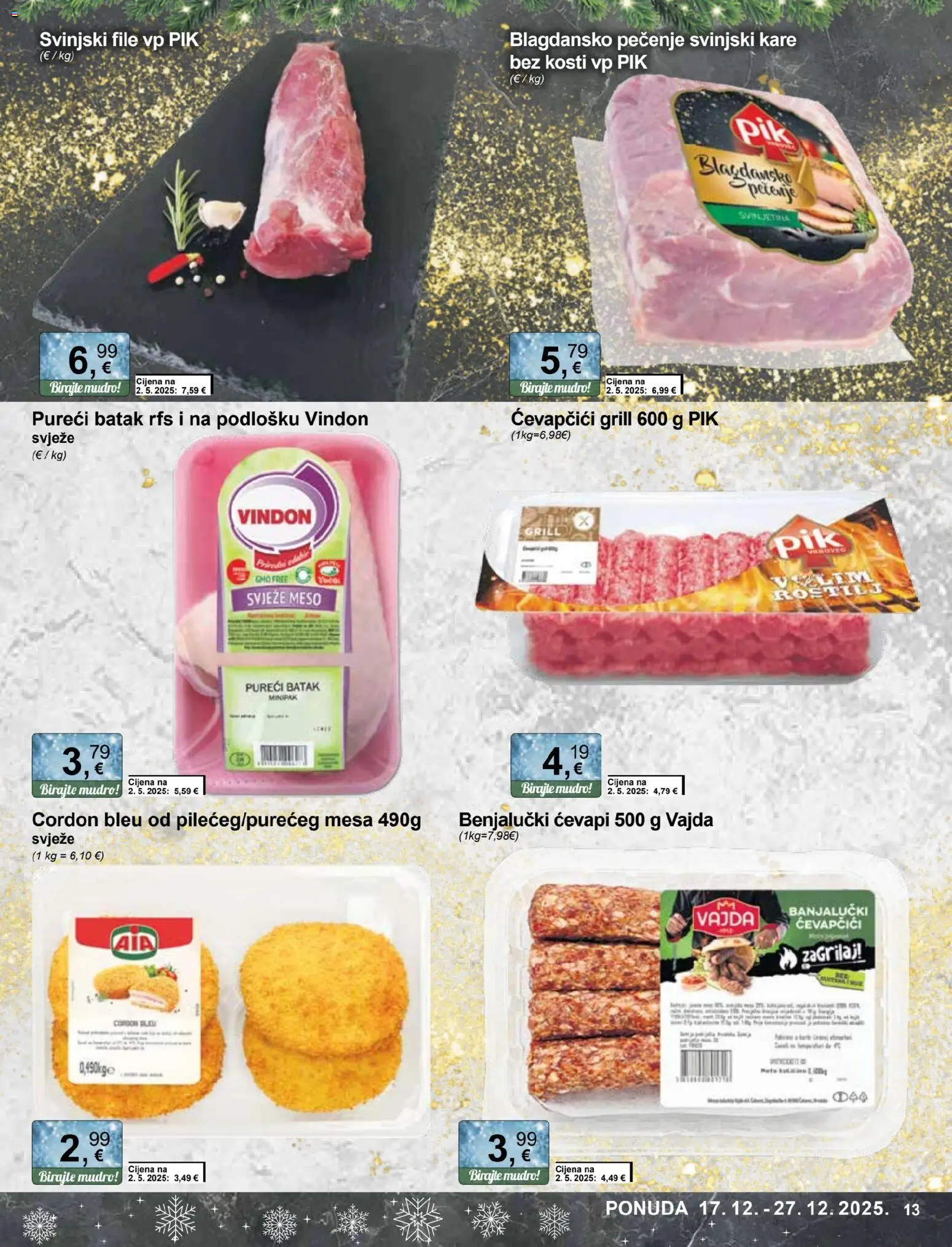 KTC katalog | vrijedi od 17.12.2025 | Stranica: 13 | Proizvodi: Roštilj, Svinjski kare, Meso, Ćevapčići