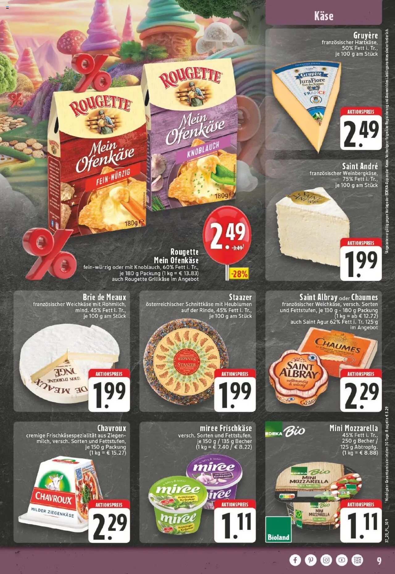 Edeka prospekt Xanten	 – gültig ab 07.09.2025 | Seite: 9 | Produkte: Käse, Mozzarella, Ziegenkäse, Knoblauch