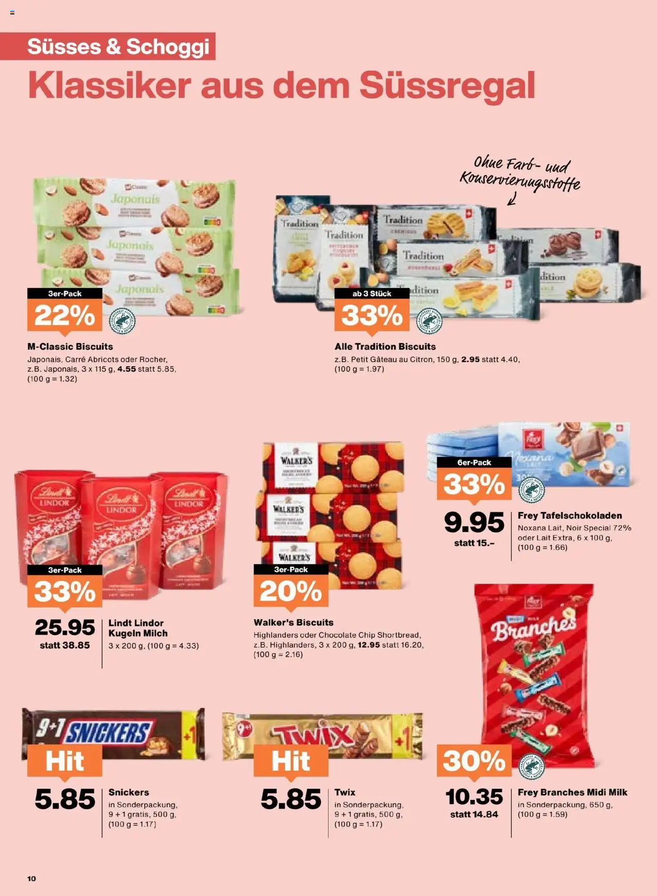Migros Aktionen ab 05.08.2025 | Seite: 10 | Produkte: Snickers, Twix, Milch