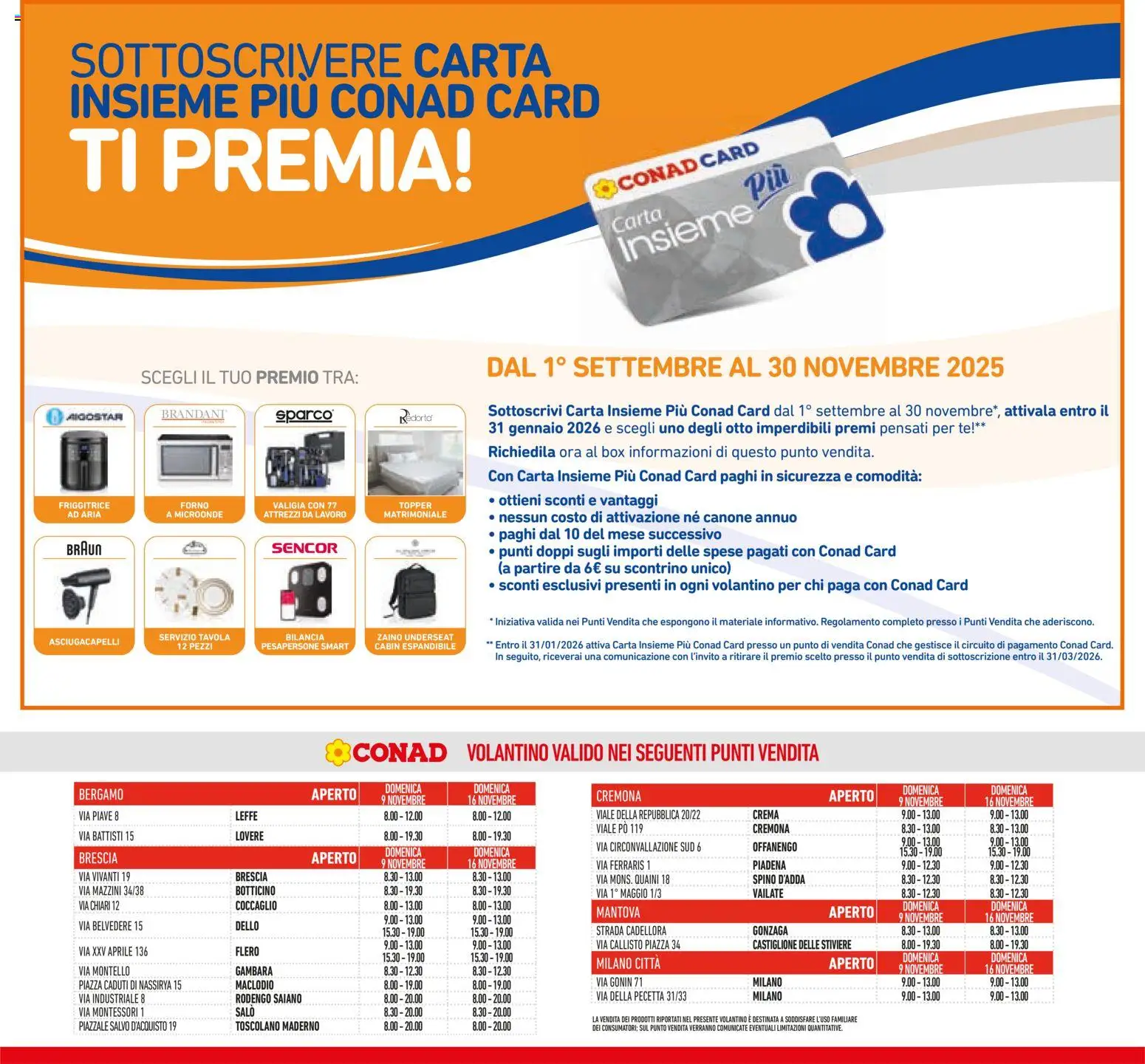 Volantino Conad del 06.11.2025 | Pagina: 23 | Prodotti: Microonde, Friggitrice ad aria, Bilancia, Asciugacapelli