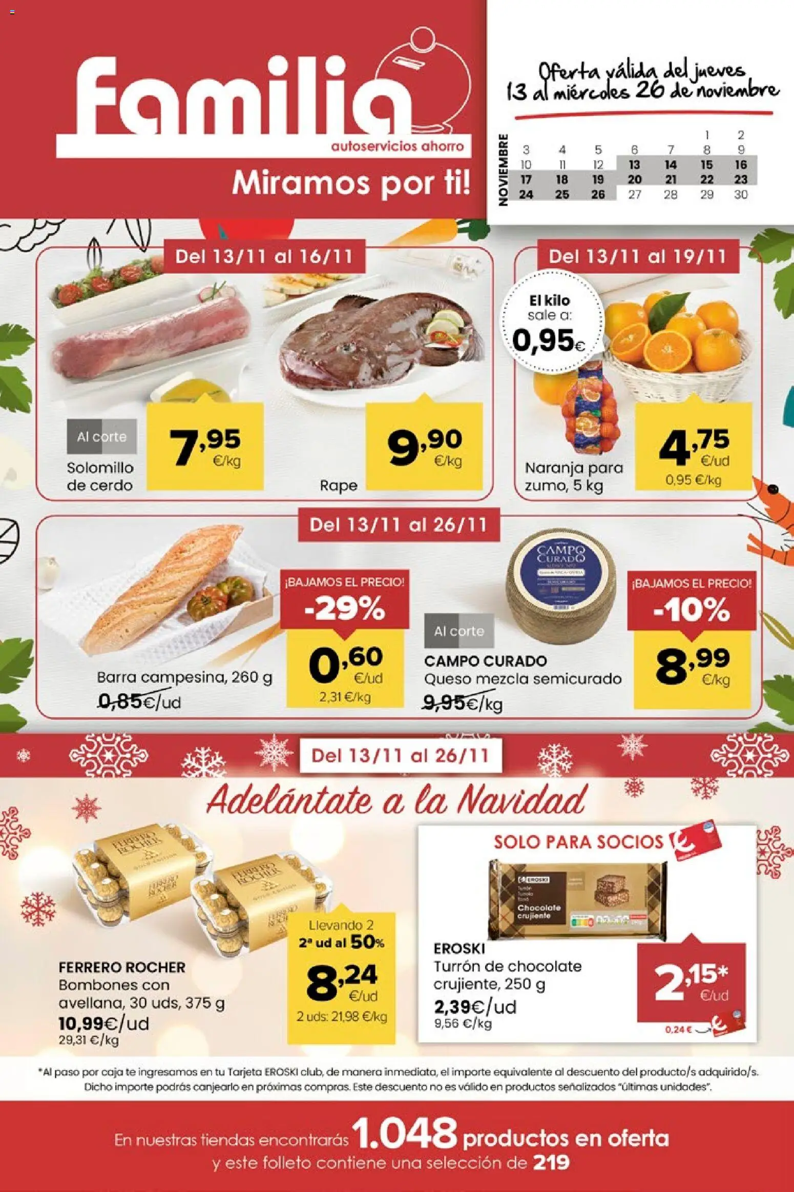 Eroski - Miramos por ti │ válido desde el 13.11.2025 | Página: 1 | Productos: Chocolate, Cerdo, Té, Caja