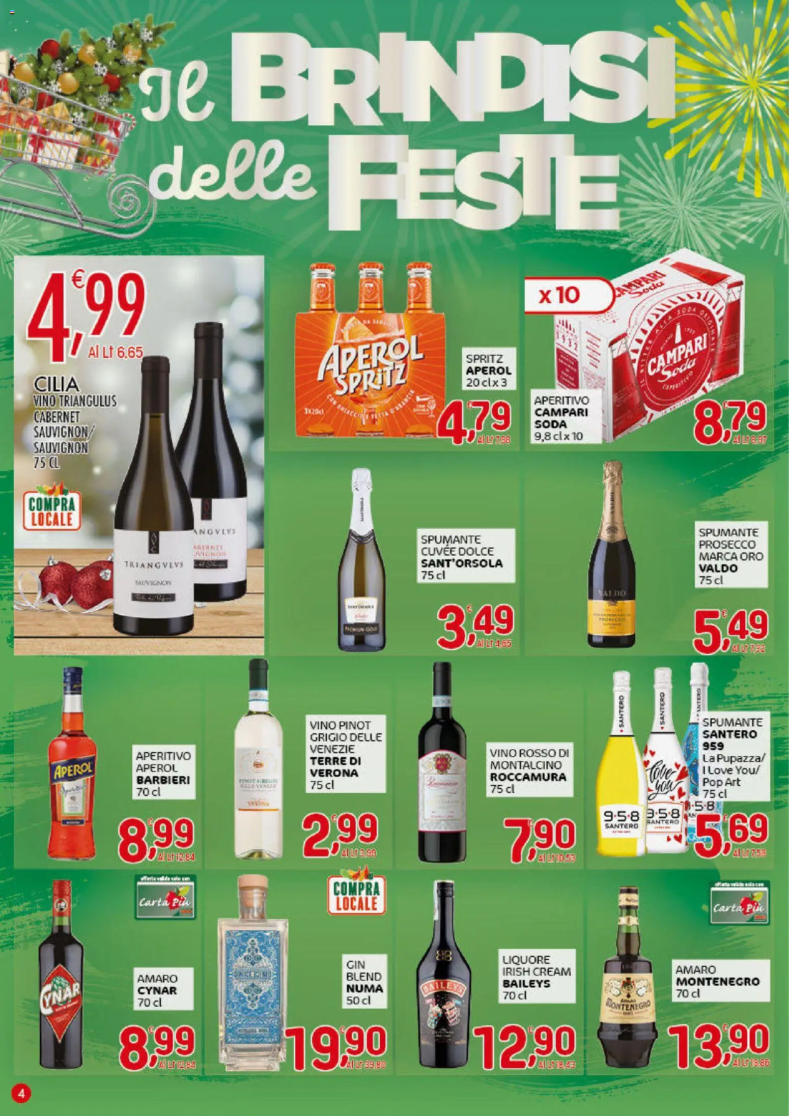 Volantino CRAI del 18.12.2025 | Pagina: 4 | Prodotti: Prosecco, Spumante, Vino rosso, Aperitivo
