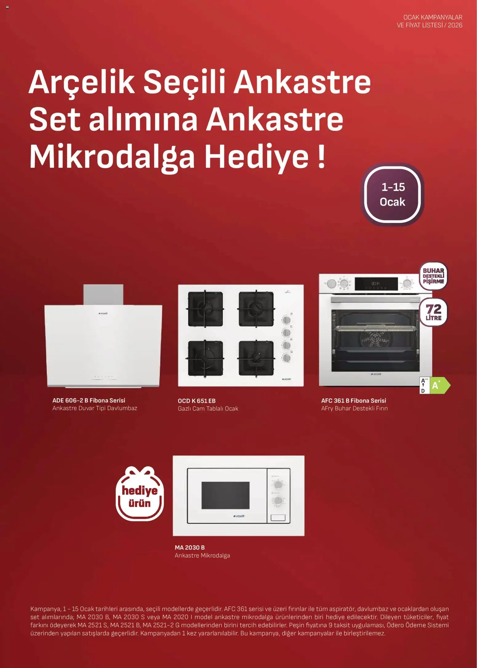 Arçelik Ankastre Kataloğu - 01.01.2025 tarihinden itibaren geçerlidir | Sayfa: 2 | Ürünler: Davlumbaz, Fırın, Ocak