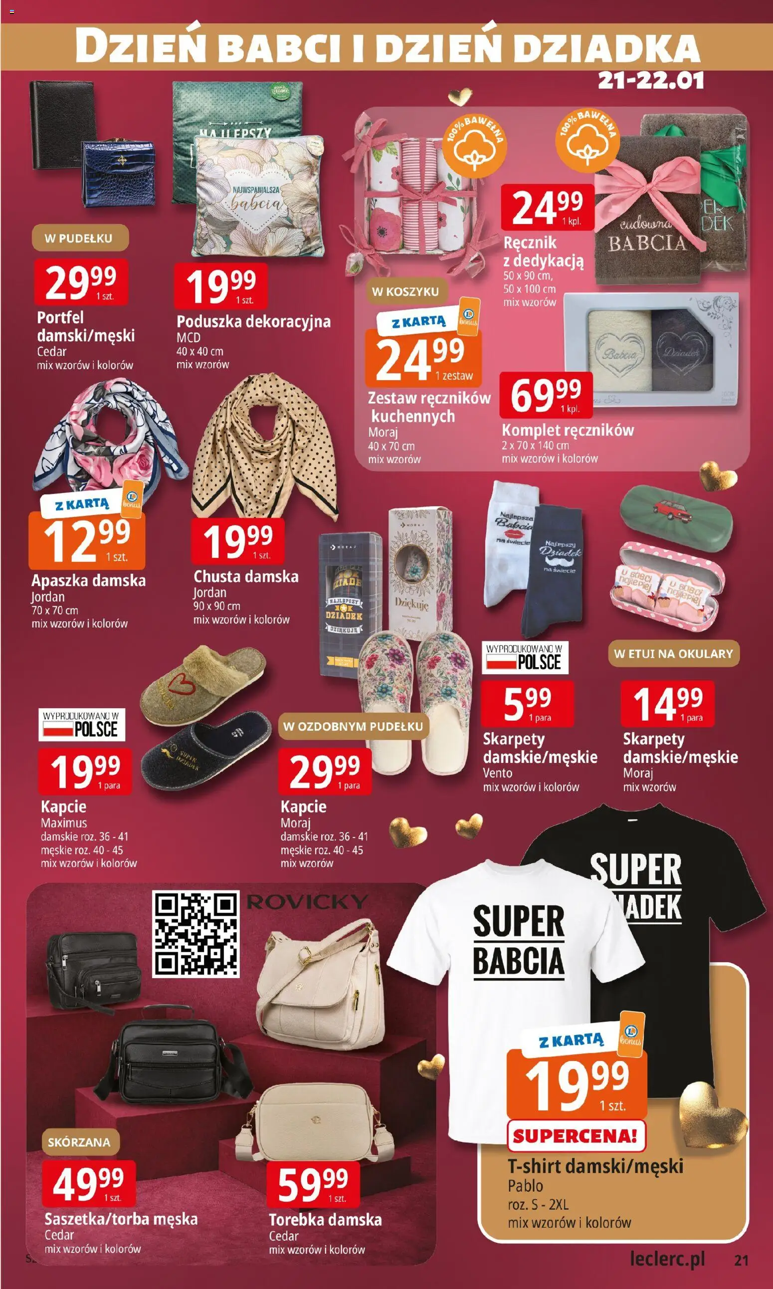 E.Leclerc Gazetka - Zielona Góra od 13.01.2026 | Strona: 21 | Produkty: Karta, Skarpety, Portfel, Poduszka