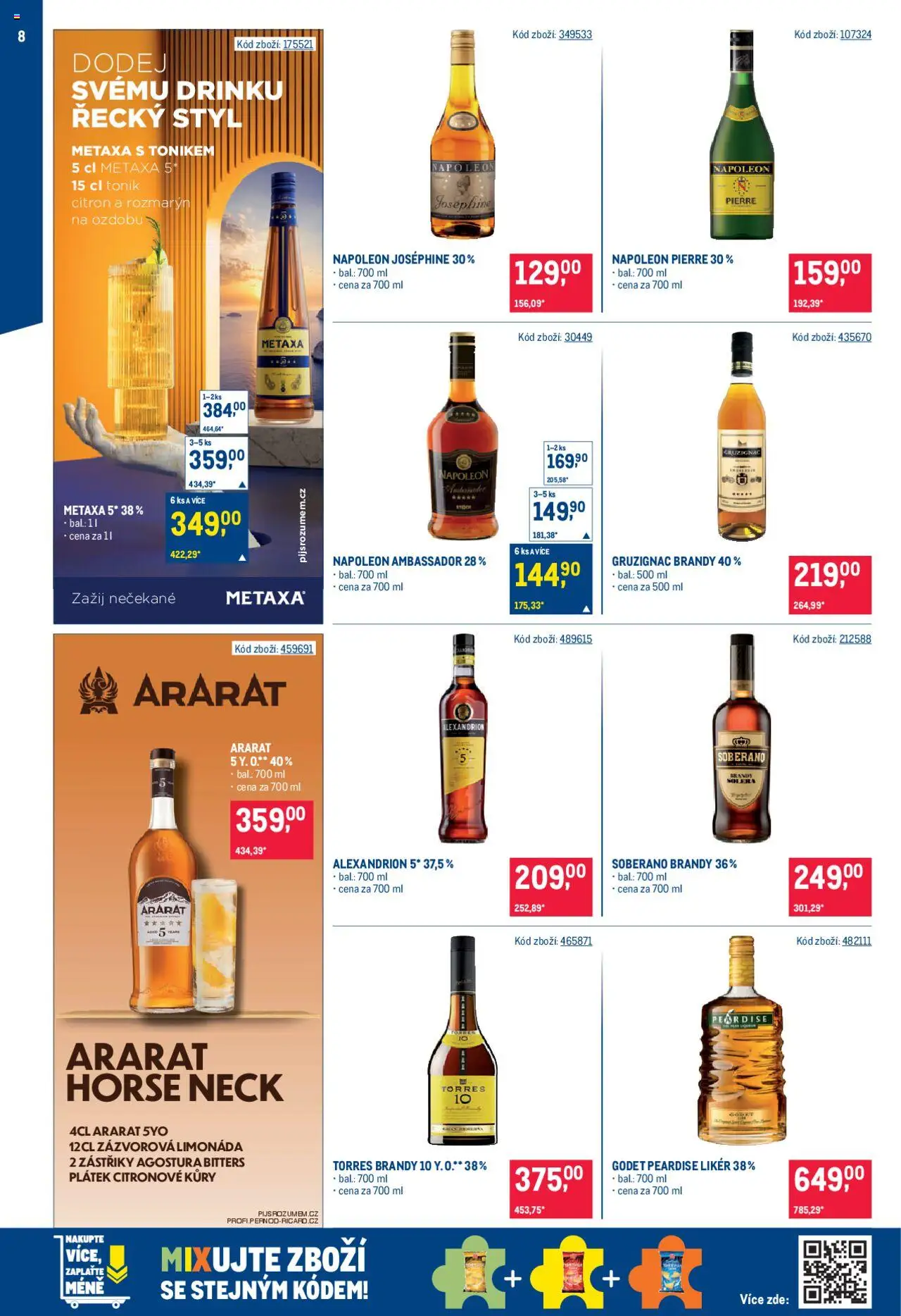 Makro leták - Bar od 08.10.2025 | Strana: 8 | Produkty: Limonáda, Brandy, Likér, Metaxa