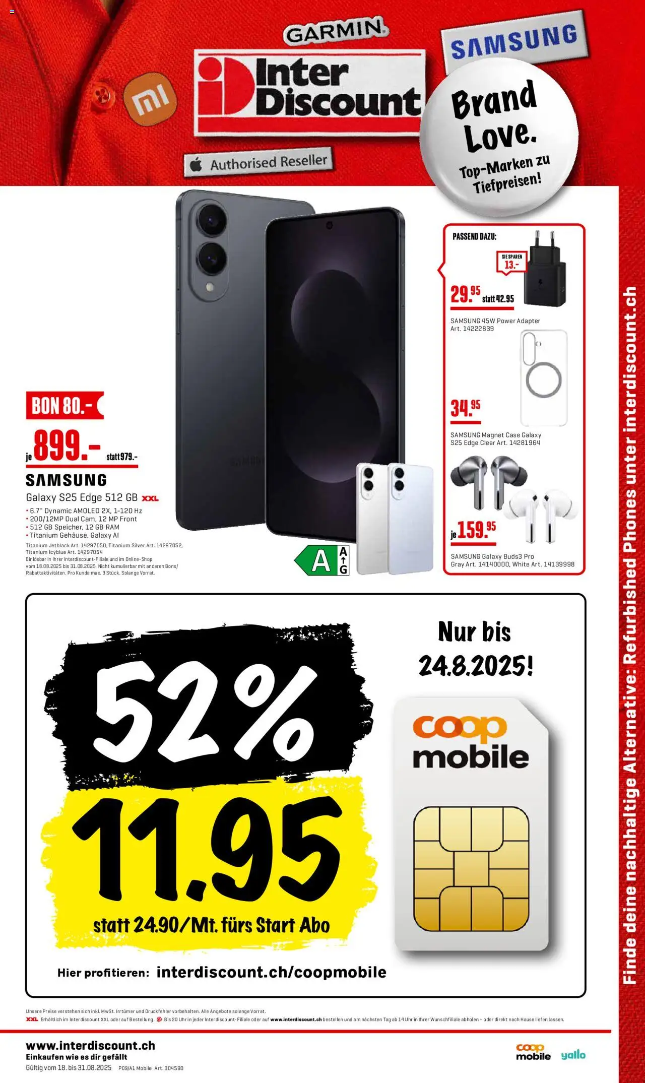 Interdiscount Aktionen Mobile ab 18.08.2025 | Seite: 1 | Produkte: Uhr, Samsung, Adapter