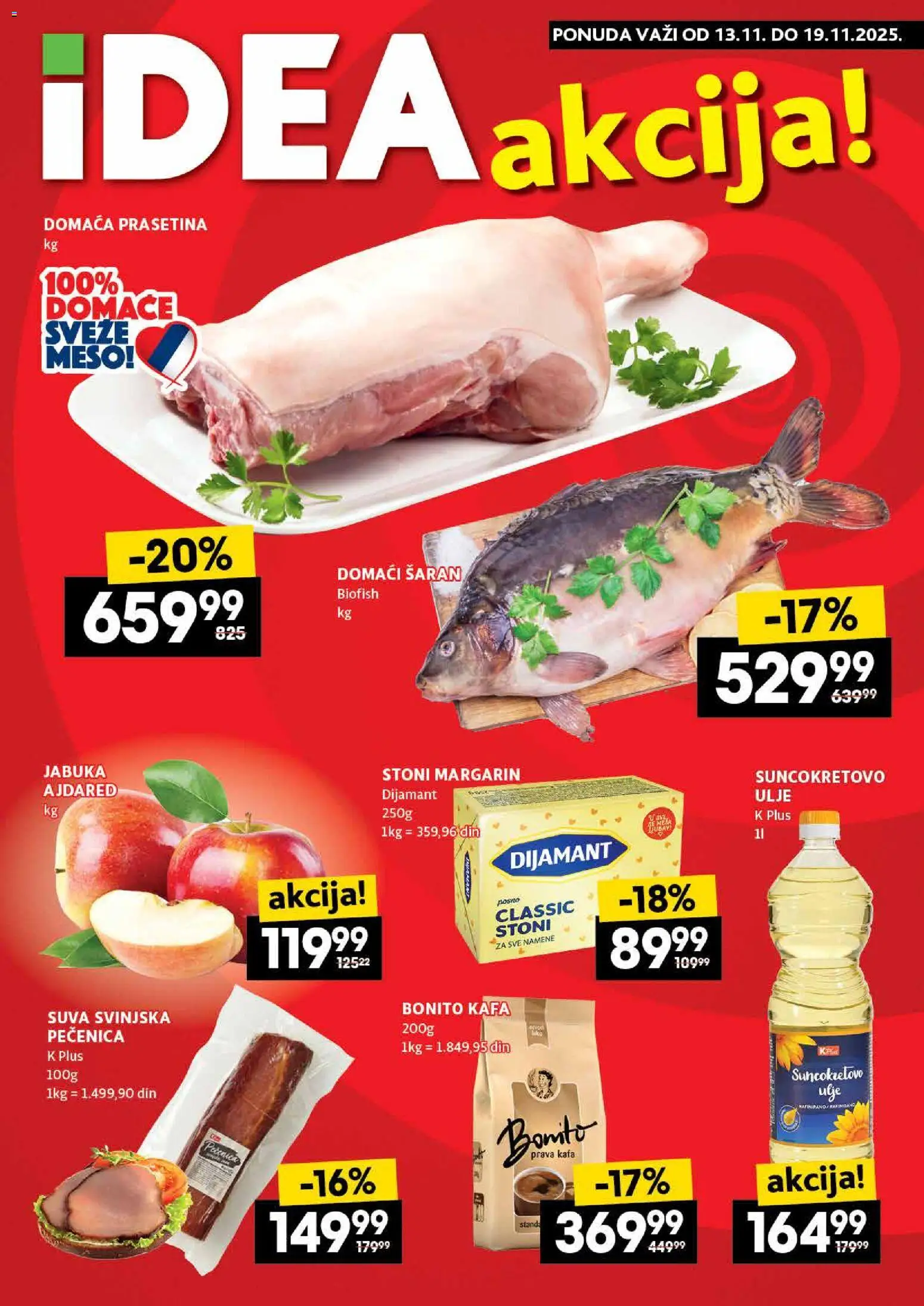 Idea katalog - važi od 13.11.2025 | Strana: 1 | Proizvode: Margarin, Ulje, Kafa, Pečenica