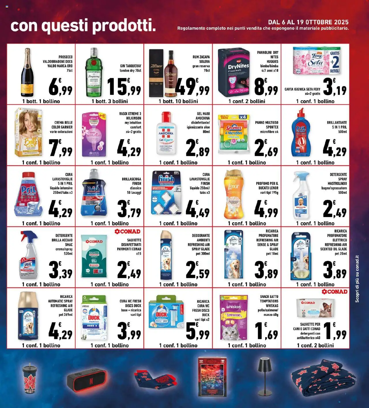 Volantino Conad del 08.10.2025 | Pagina: 27 | Prodotti: Detergente, Rum, Lavastoviglie, WC