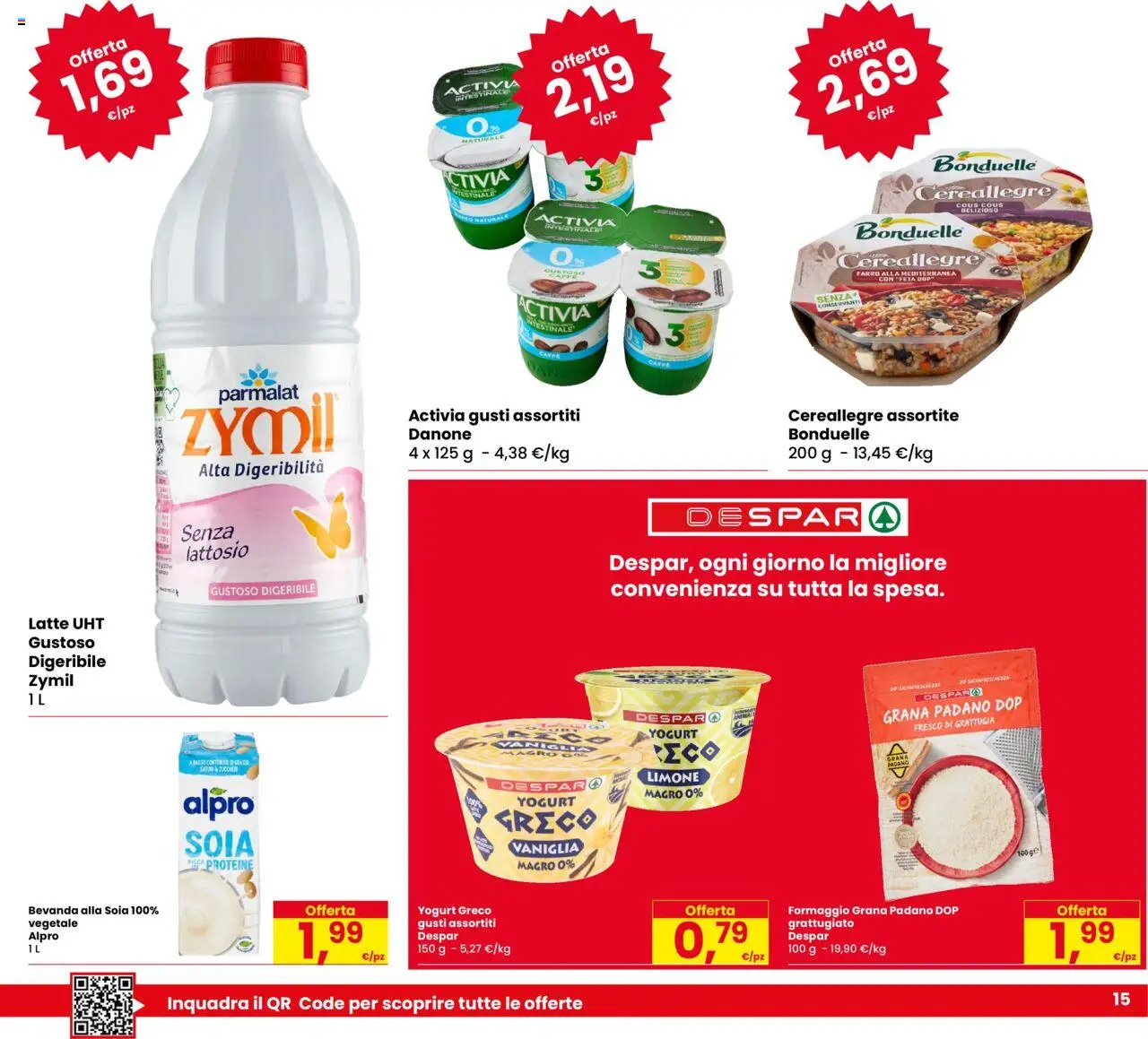 Volantino Despar del 07.08.2025 | Pagina: 15 | Prodotti: Yogurt greco, Yogurt, Latte, Cous cous