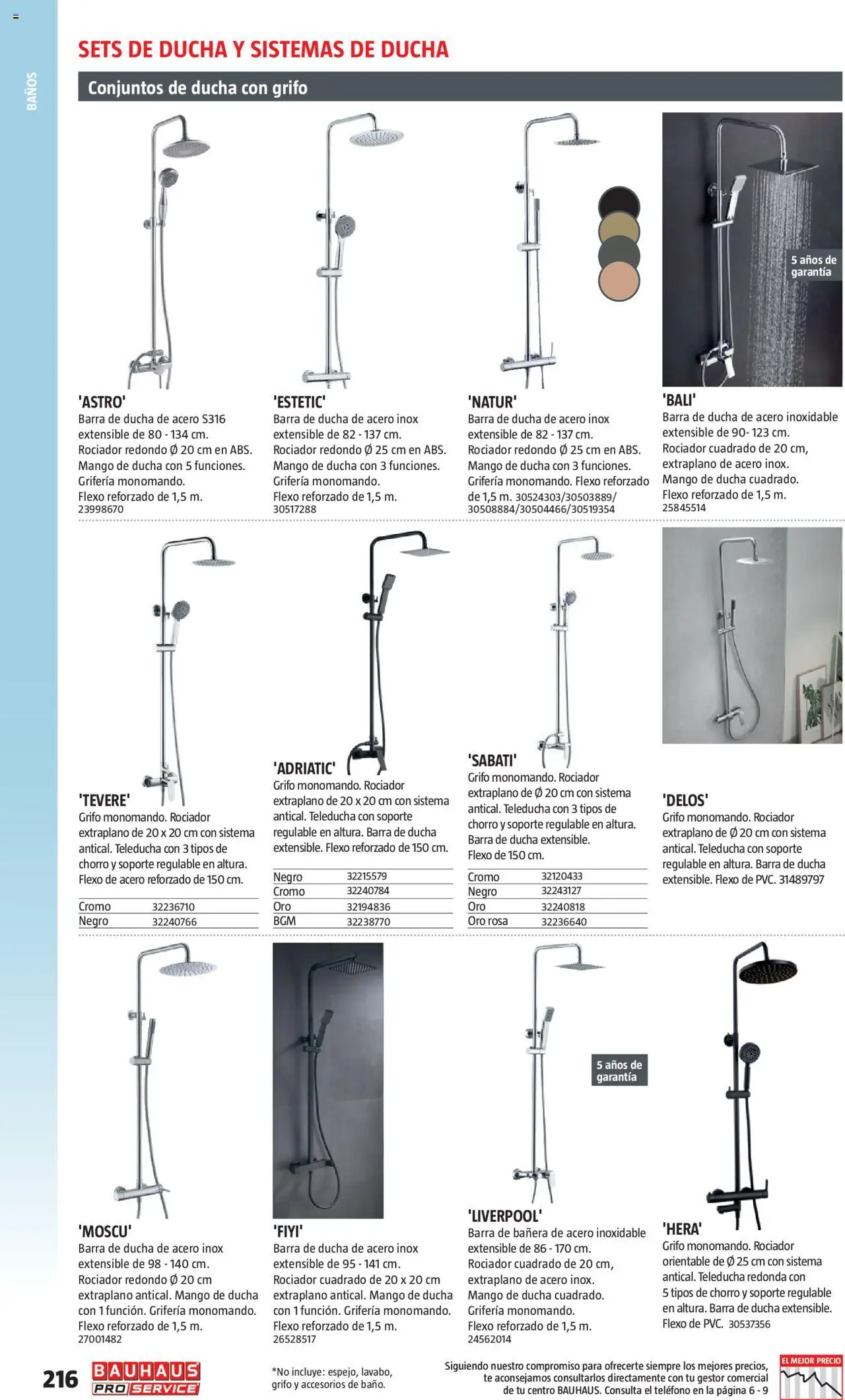 Bauhaus - ProService  │ válido desde el 24.02.2025 | Página: 216 | Productos: Té, Barra de ducha, Teléfono, Ducha