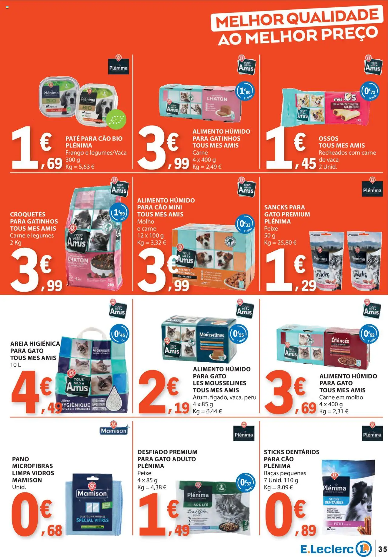 E.Leclerc folheto │ válido de 18.09.2025 | Página: 35 | Produtos: Areia, Limpa vidros, Peixe, Carne
