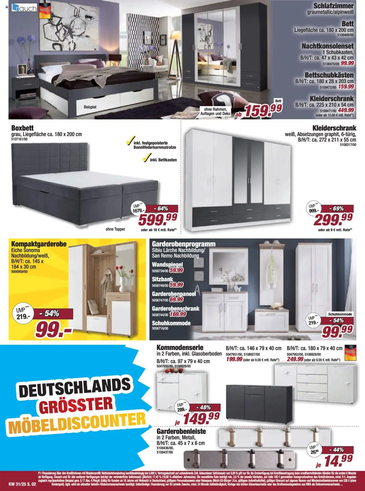 Poco Prospekt 	 - gültig ab dem 26.07.2025 | Seite: 2 | Produkte: Bett, Sitzbank, Kleiderschrank, Garderobenschrank