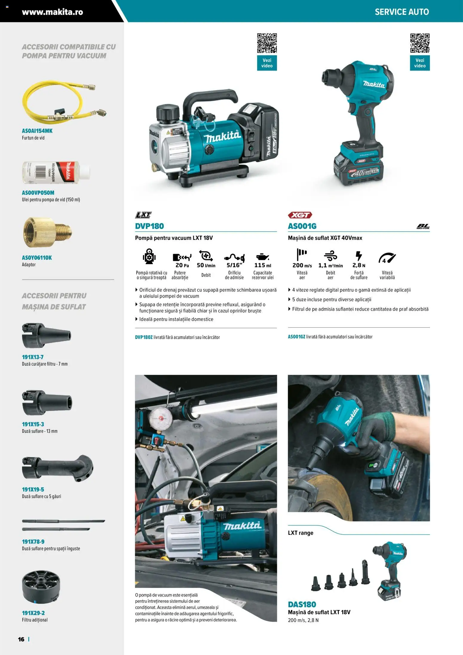 Noul catalog Makita – valabil de la 23.10.2025 | Pagină: 16 | Produse: Încărcător, Video, Adaptor, Ulei