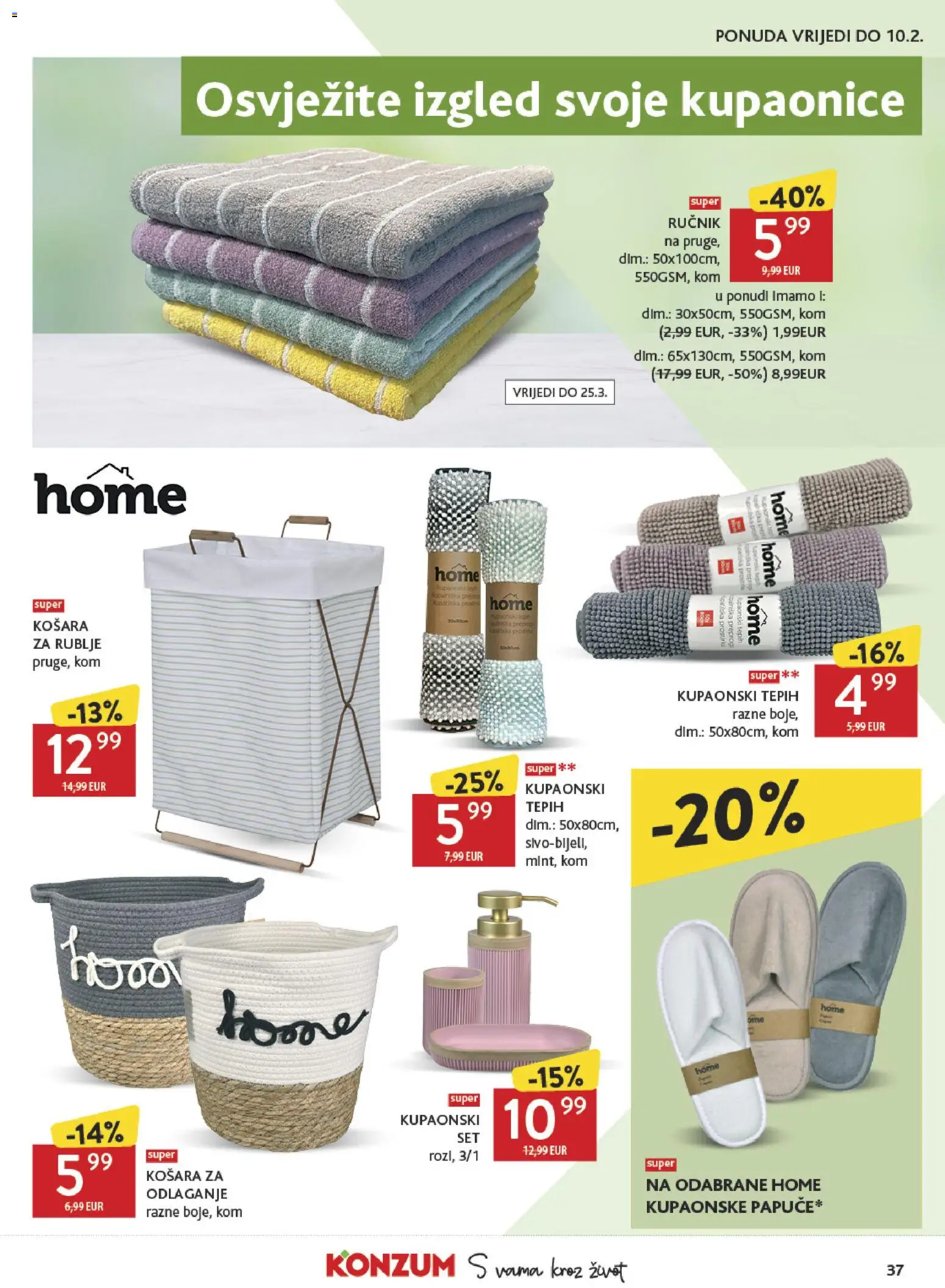Konzum katalog | vrijedi od 28.01.2026 | Stranica: 37 | Proizvodi: Košara, Tepih, Ručnik, Papuče