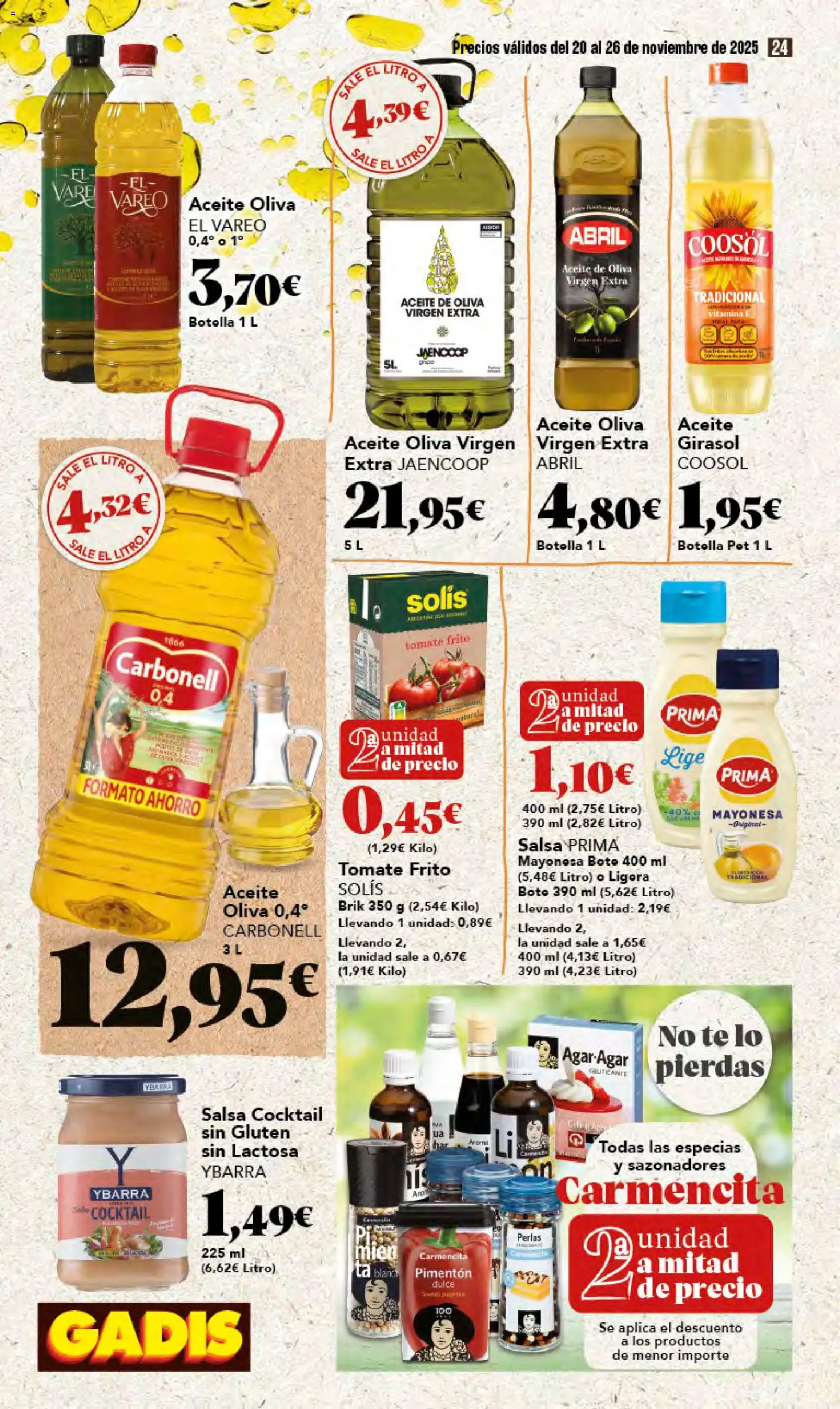 Gadis - Black Friday │ válido desde el 20.11.2025 | Página: 24 | Productos: Aceite, Aceite de oliva, Aceite de oliva virgen extra, Οθόνη προβολής