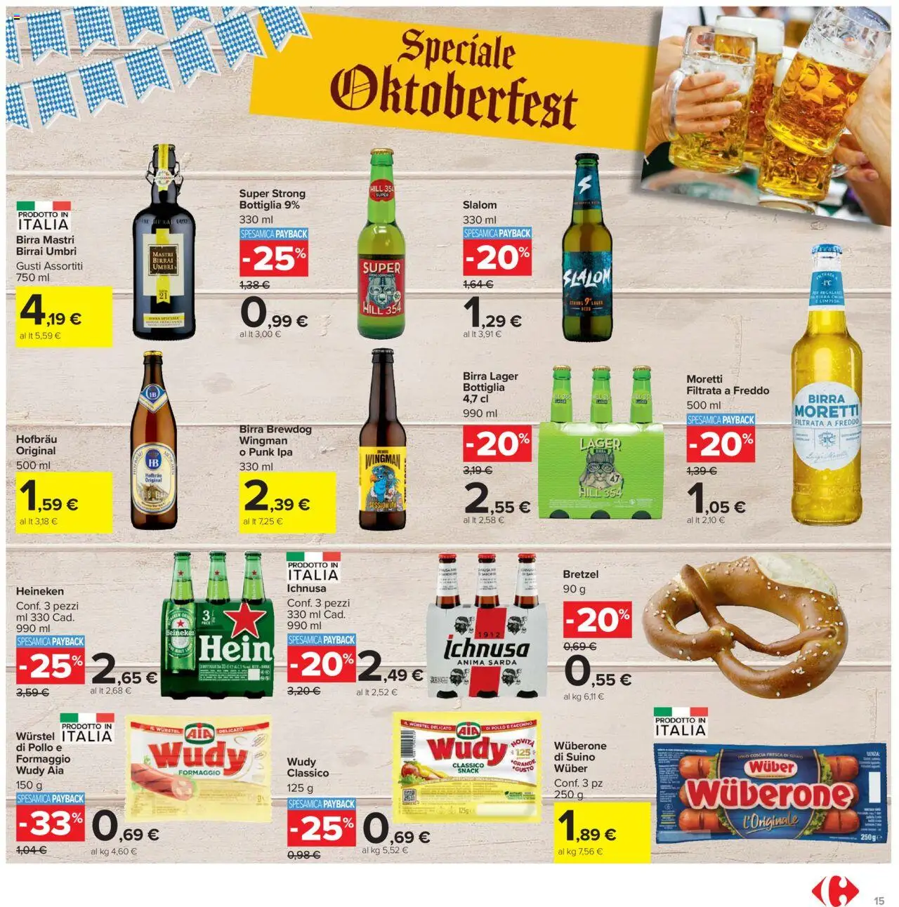Volantino Carrefour del 15.09.2025 | Pagina: 15 | Prodotti: Bretzel, Birra, Pollo, Heineken