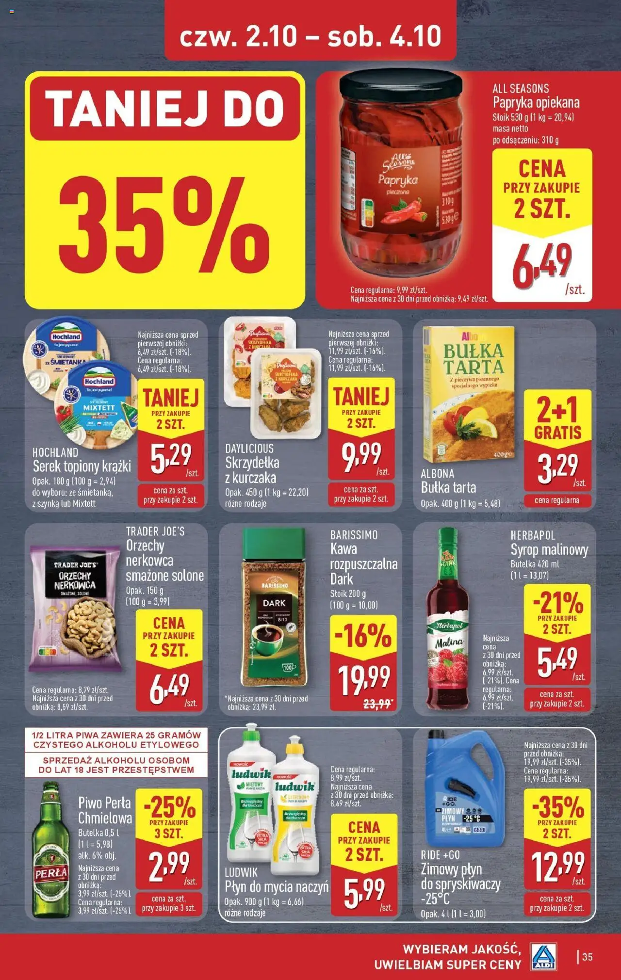 Aldi Gazetka od 29.09.2025 | Strona: 35 | Produkty: Bułka tarta, Bułka, Kawa, Orzechy