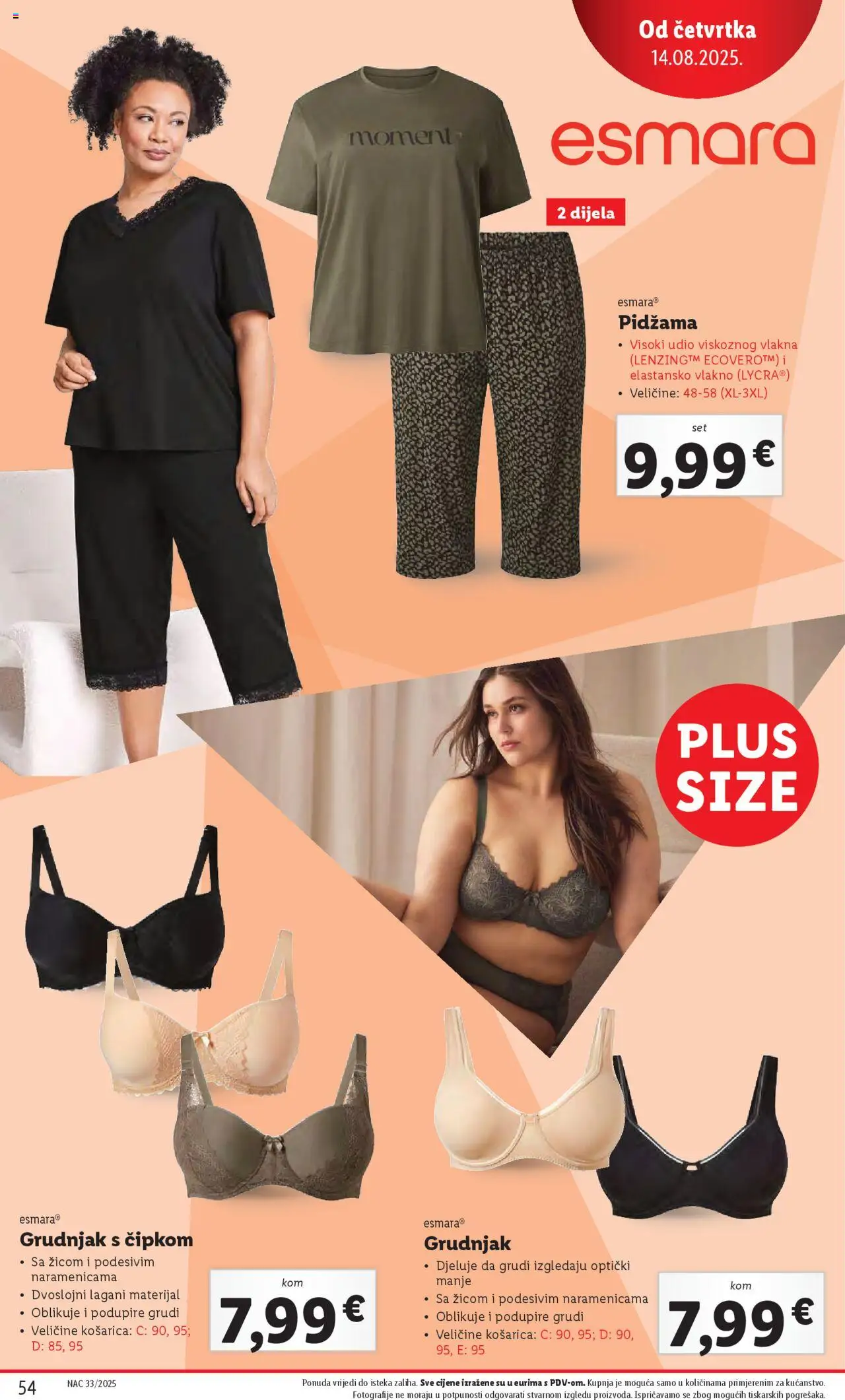 Lidl katalog | vrijedi od 11.08.2025 | Stranica: 54 | Proizvodi: Grudnjak, Pidžama