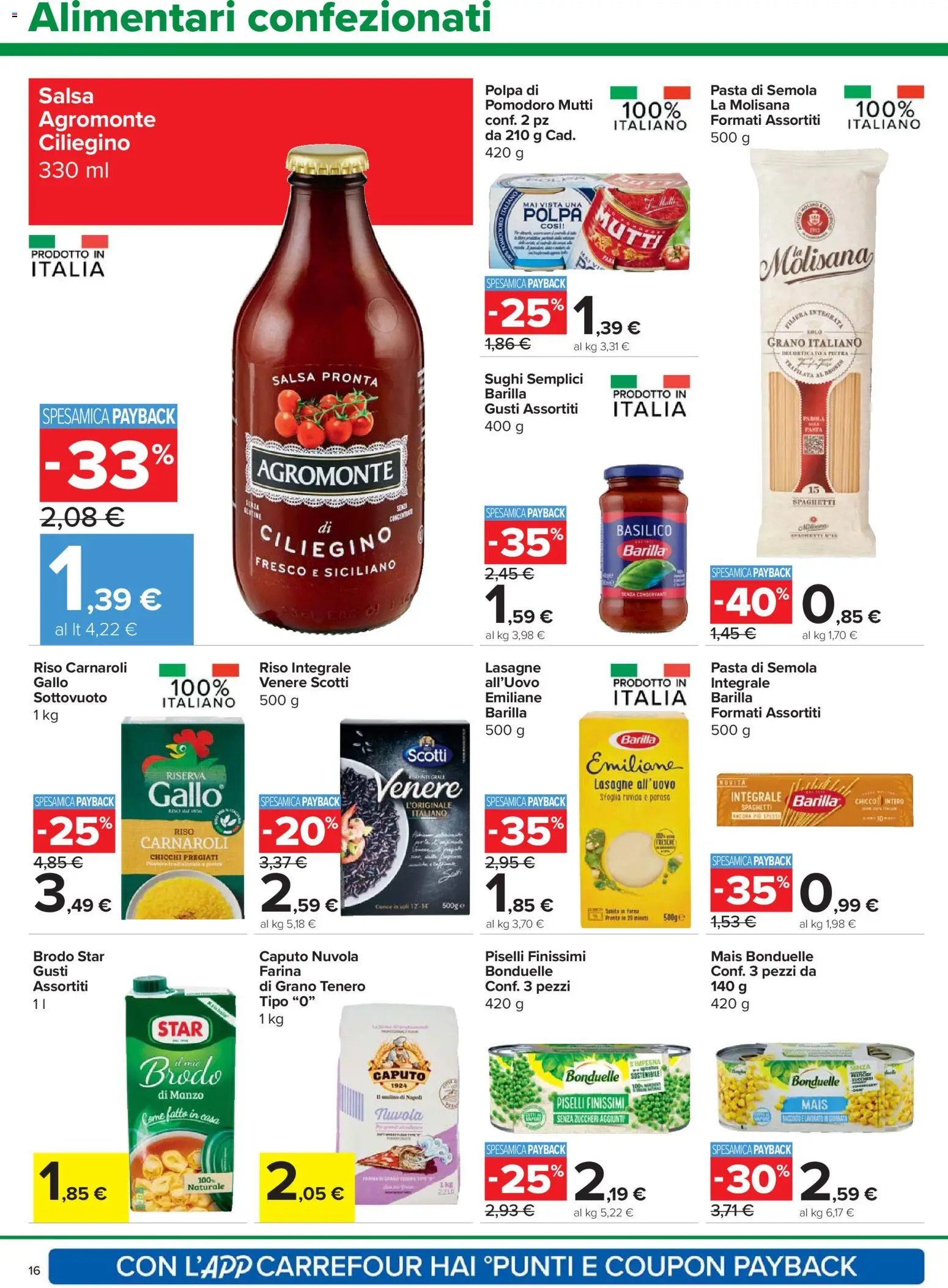 Volantino Carrefour del 24.03.2026 | Pagina: 16 | Prodotti: Salsa, Farina, Pasta, Mais