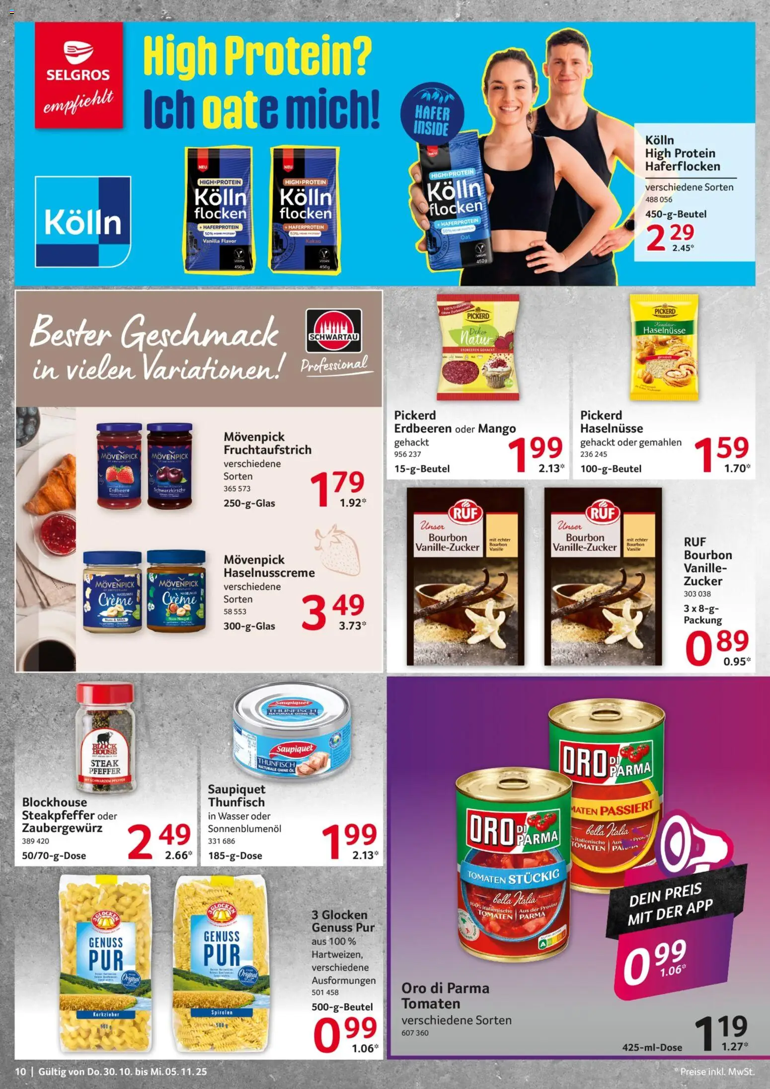 Selgros Prospekt 	 – gültig ab 30.10.2025 | Seite: 10 | Produkte: Sonnenblumenol, Pfeffer, Steak, Flocken