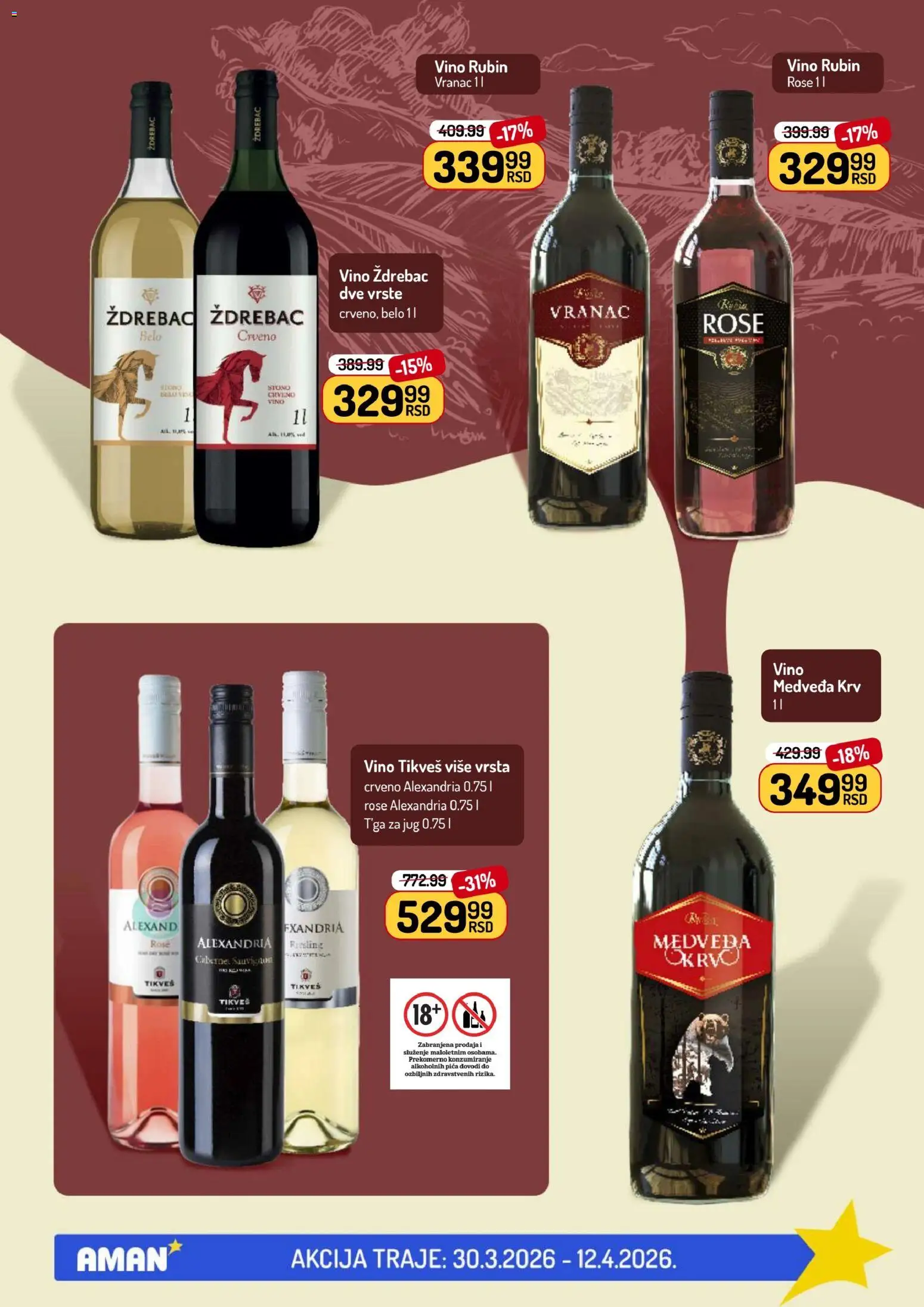 Aman katalog - važi od 30.03.2026 | Strana: 35 | Proizvode: Vranac, Cabernet Sauvignon, Pica, Vino