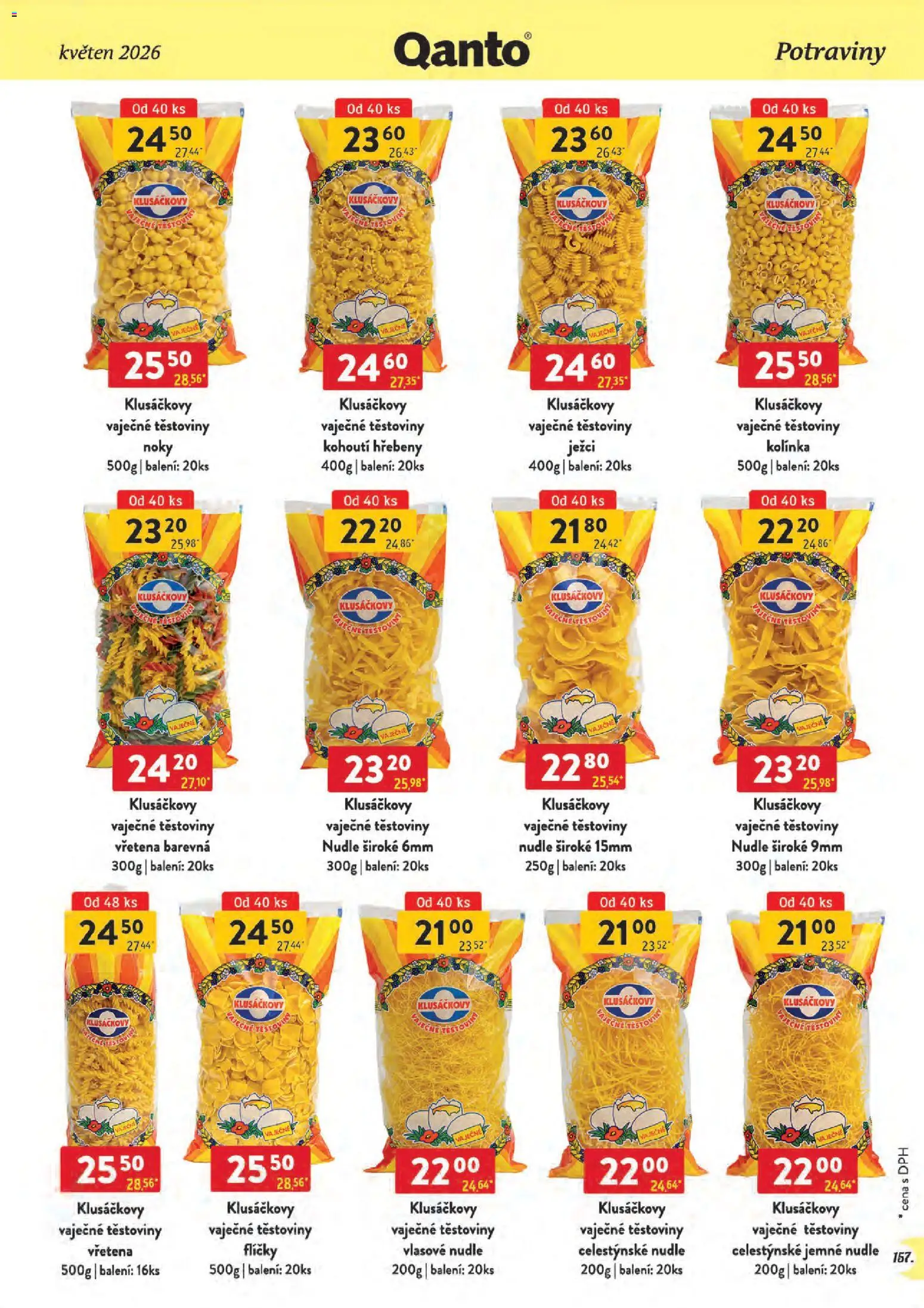 Astur & Qanto leták - Velkoobchod 05/2026 od 01.05.2026 | Strana: 157 | Produkty: Těstoviny, Noky, Potraviny, Těsto