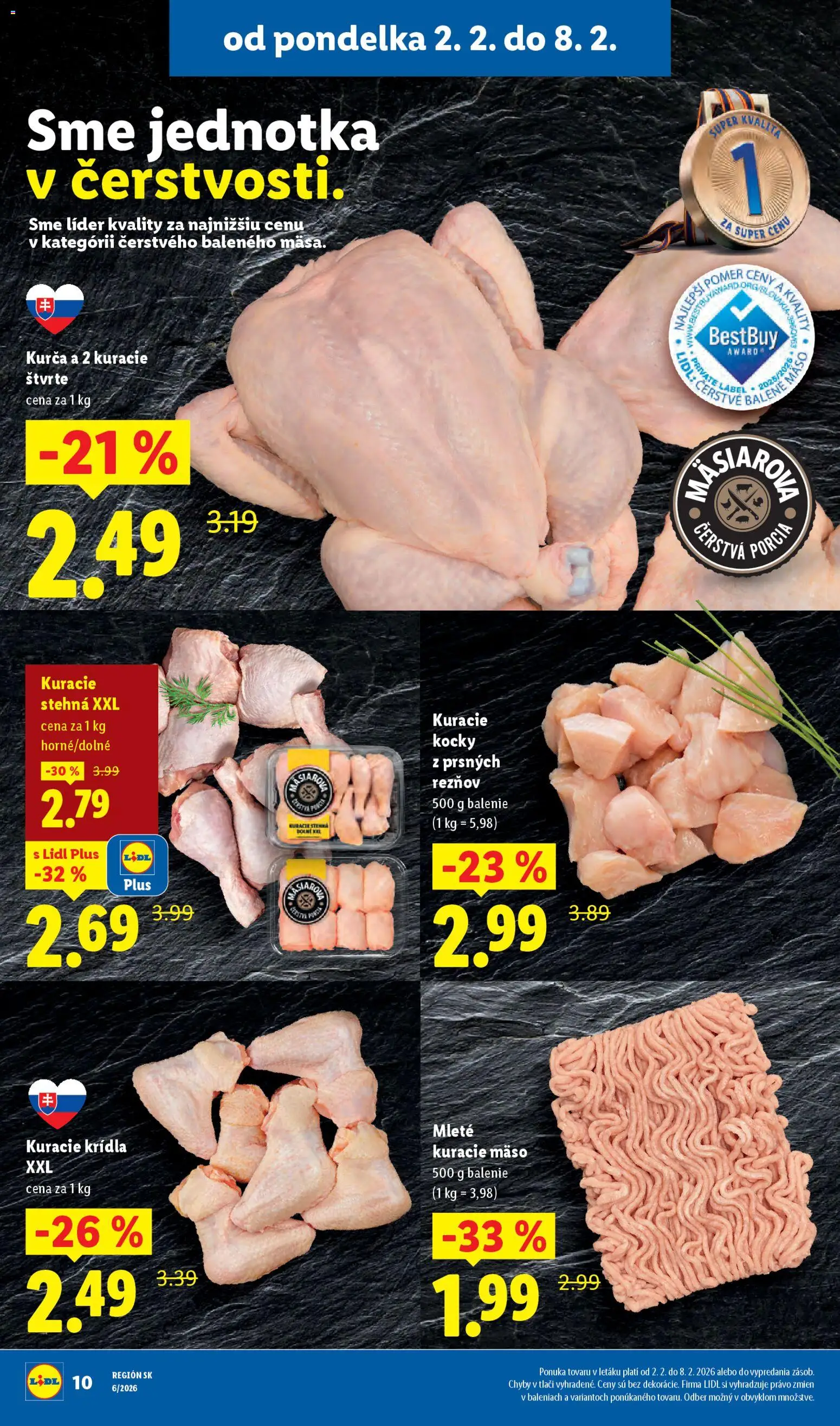 Nové Lidl akcie – leták je platný od 02.02.2026 | Strana: 14 | Produkty: Kel, Kuracie mäso, Kuracie stehná, Kurča
