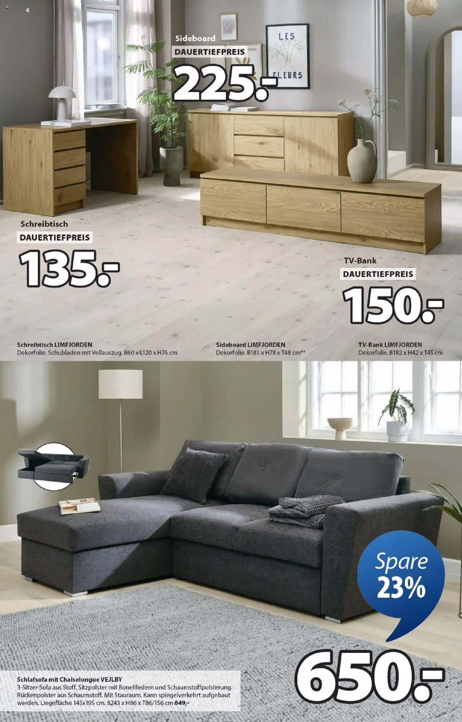 JYSK Aktionen – gültig ab 17.02.2026 | Seite: 4 | Produkte: Schlafsofa, Sideboard