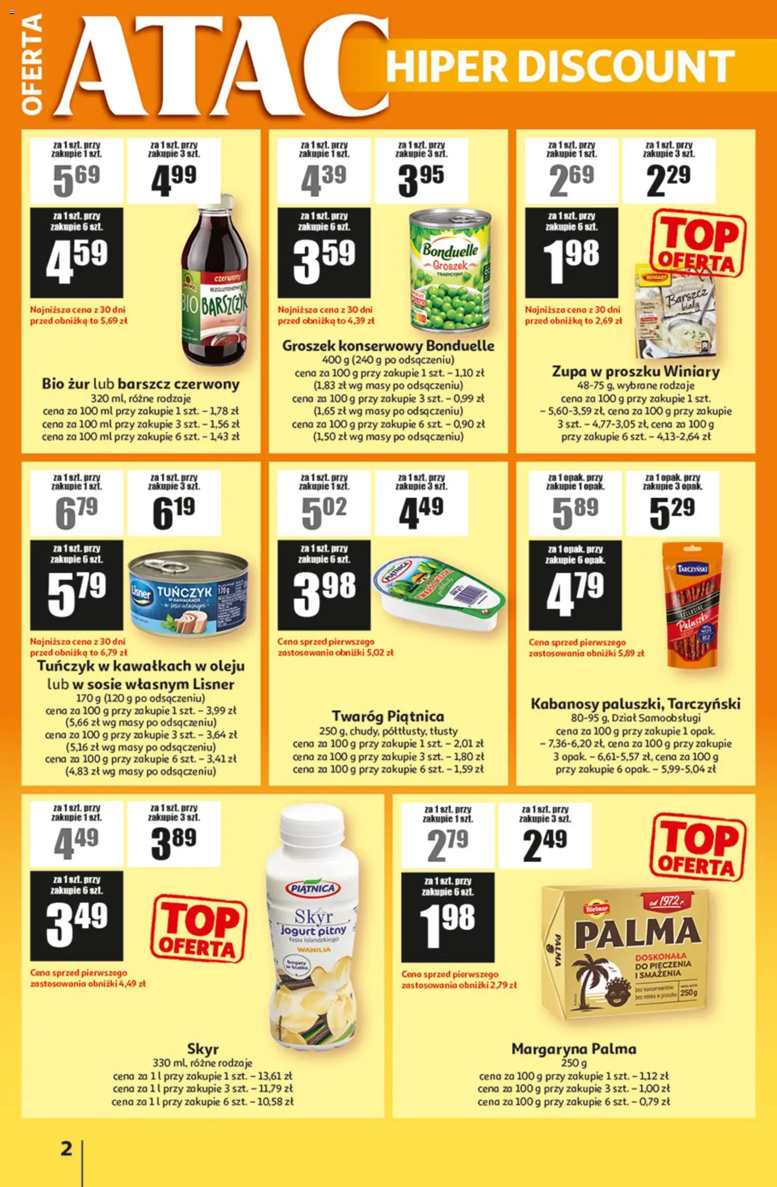 Auchan gazetka - ATAC Hiper Discount od 05.03.2026 | Strona: 2 | Produkty: Jogurt pitny, Tuńczyk, Jogurt, Skyr