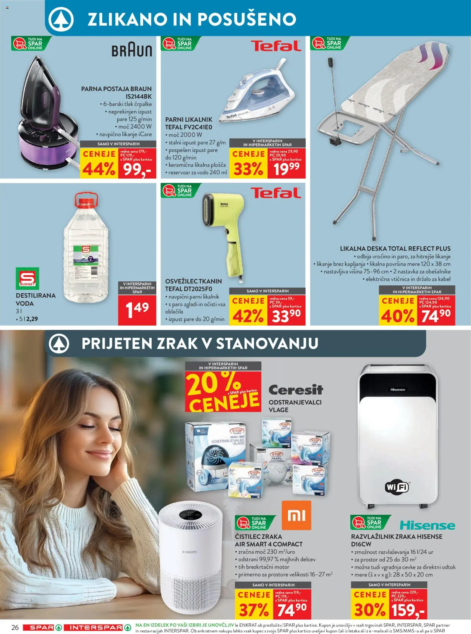 Novi Spar katalog ponudbe – veljaven od 07.01.2026 | Stran: 31 | Izdelki: Likalna deska, Cistilec zraka, Vticnica, Oblacila