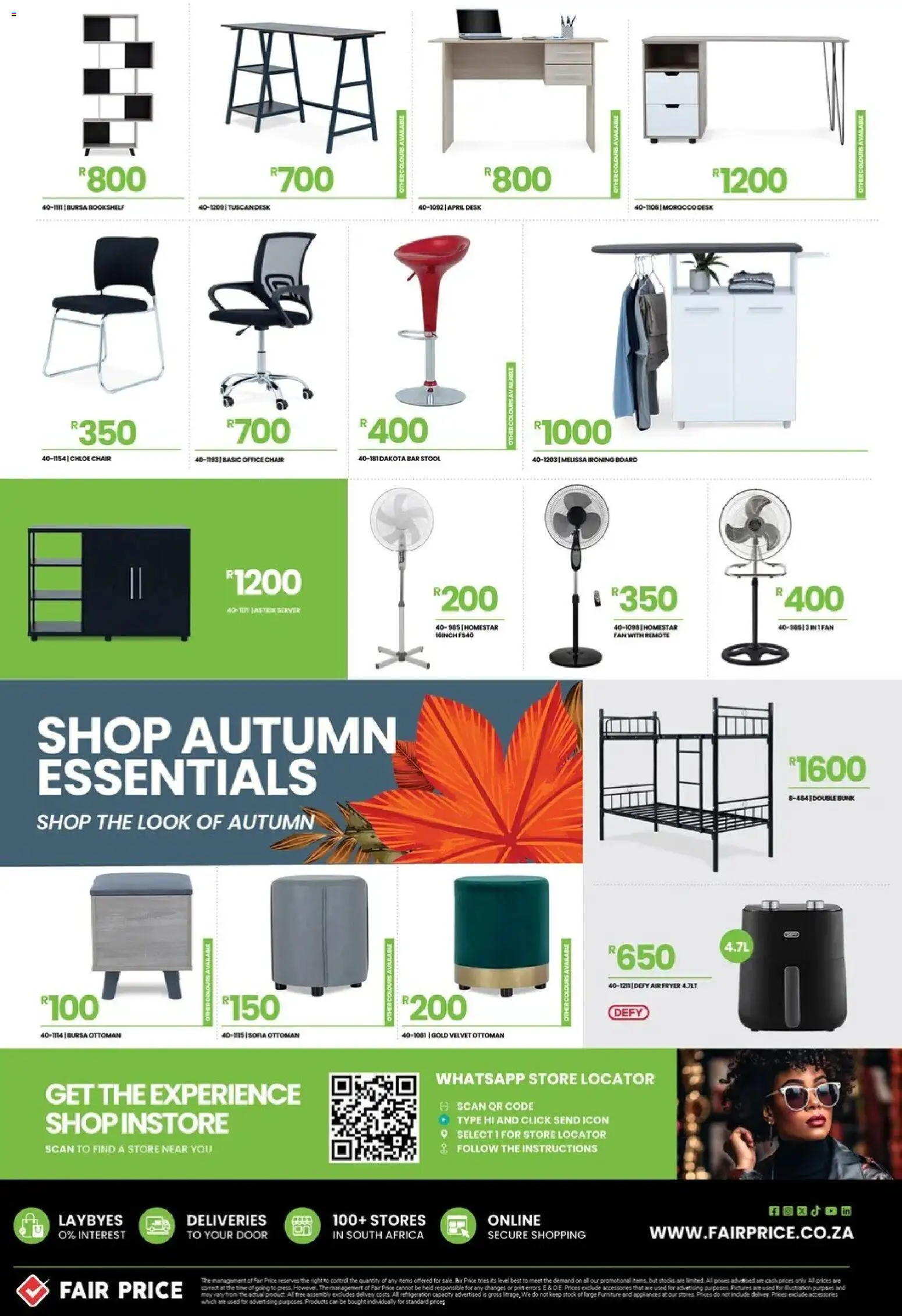 New Fair Price catalogue – valid from 01.03.2026 | Page: 25 | Products: Desk, Fan, Ironing board, Air fryer