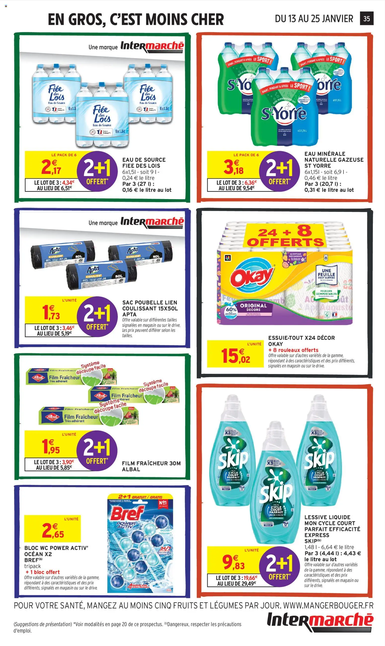 {H1} | Page: 35 | Produits: Eau minérale, Poubelle, Essuie-tout, Détergent