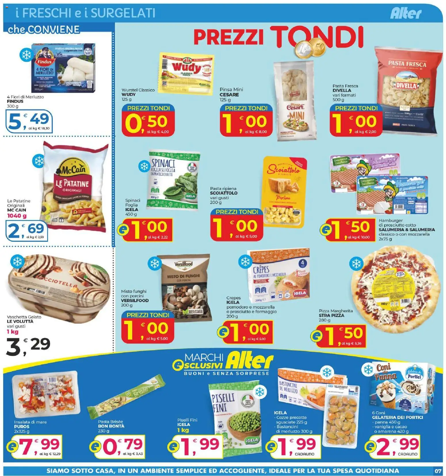 Volantino Alter Discount del 22.04.2026 | Pagina: 7 | Prodotti: Cozze, Gelato, Pomodoro, Hamburger